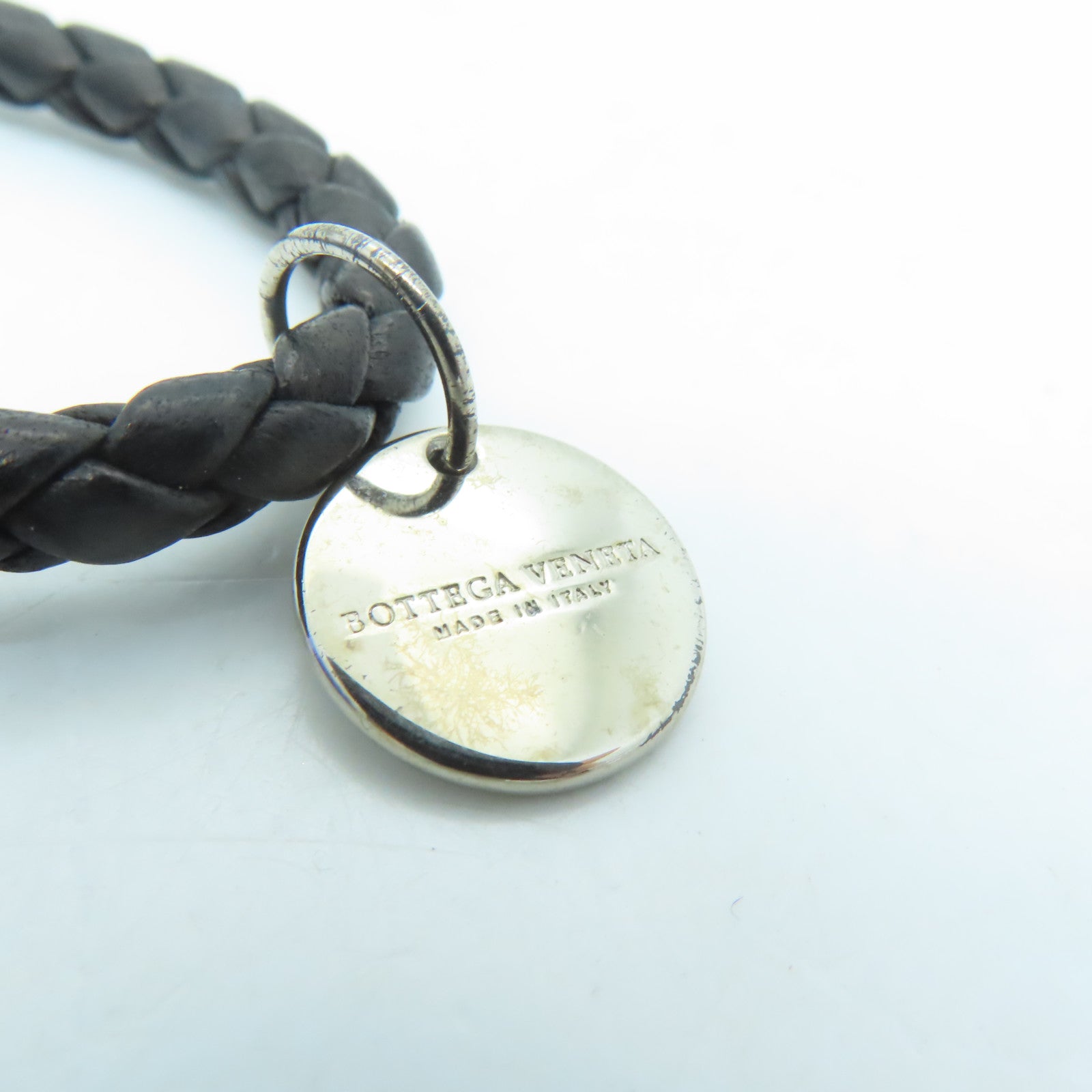 BOTTEGA VENETA 羊皮皮革Strap银扣电话绳黑色