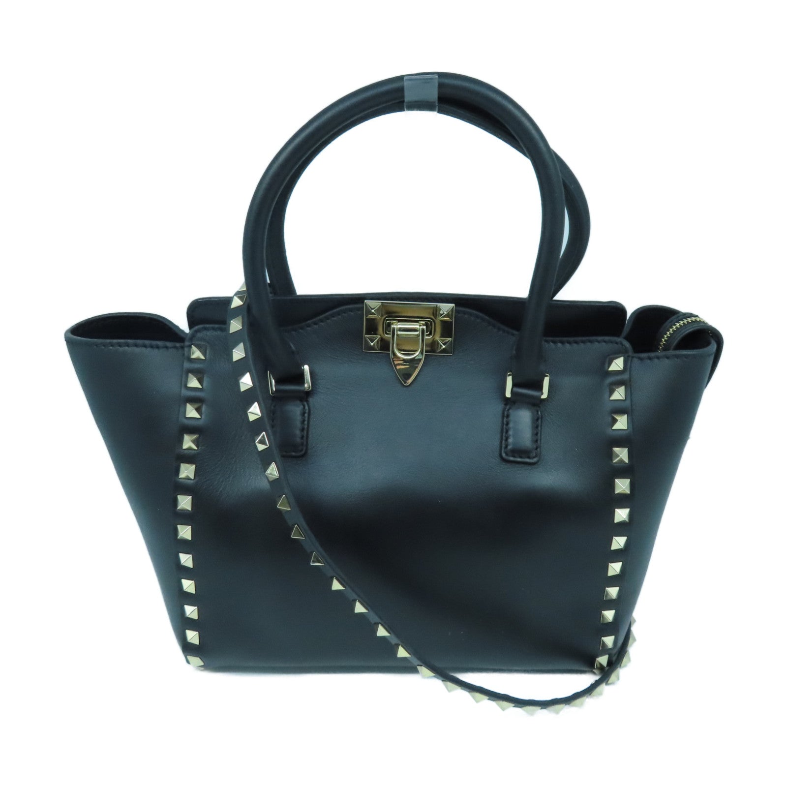 Valentino 牛皮皮革2way Shoulder Bag金扣手挽肩背兩用袋黑色