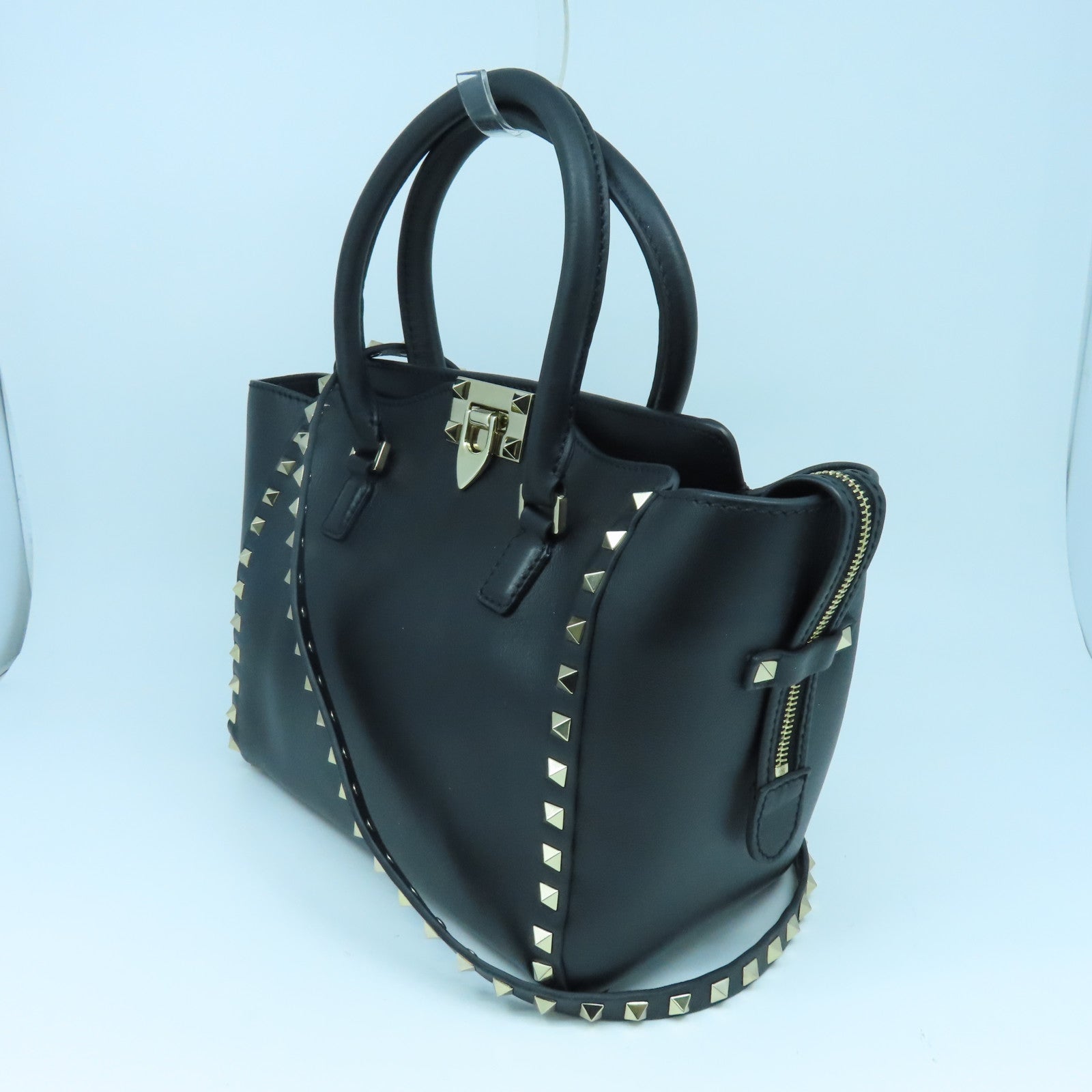 Valentino 牛皮皮革2way Shoulder Bag金扣手挽肩背兩用袋黑色