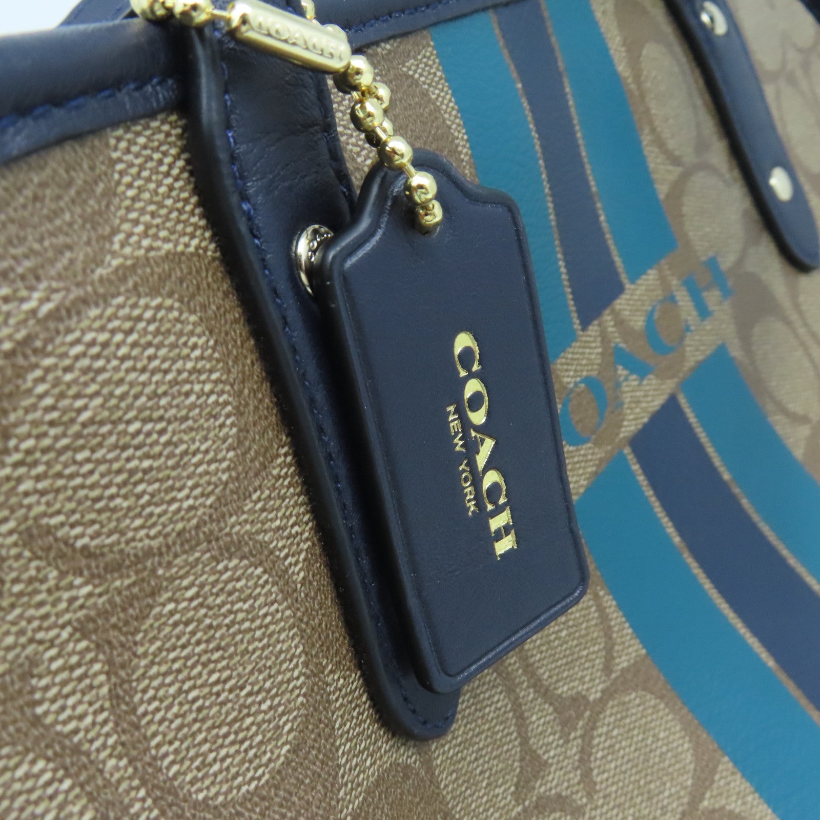 COACH 塗層帆布Tote Bag手挽袋啡色/藍色