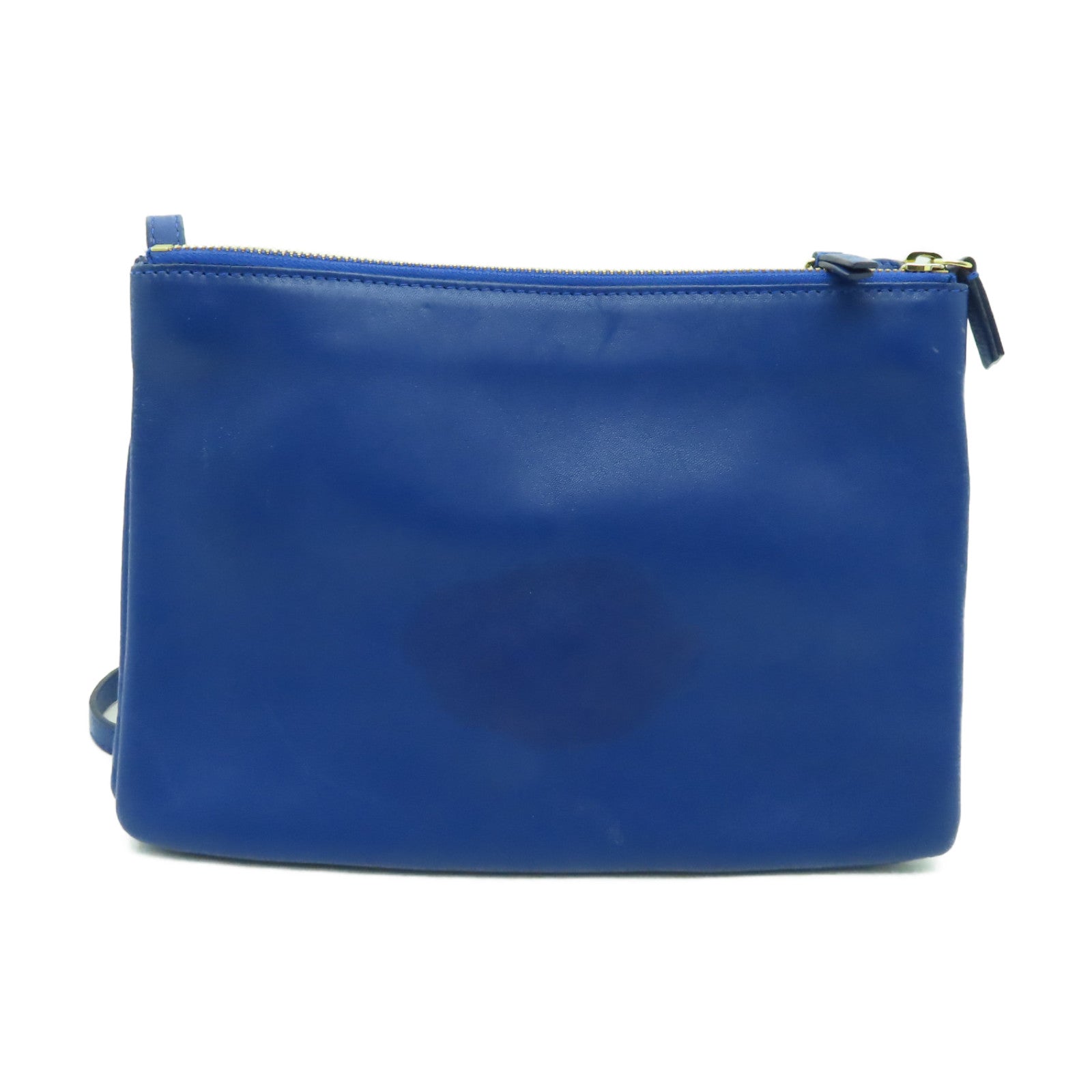 CELINE 【激減優惠】牛皮皮革Trio金扣肩背袋藍色