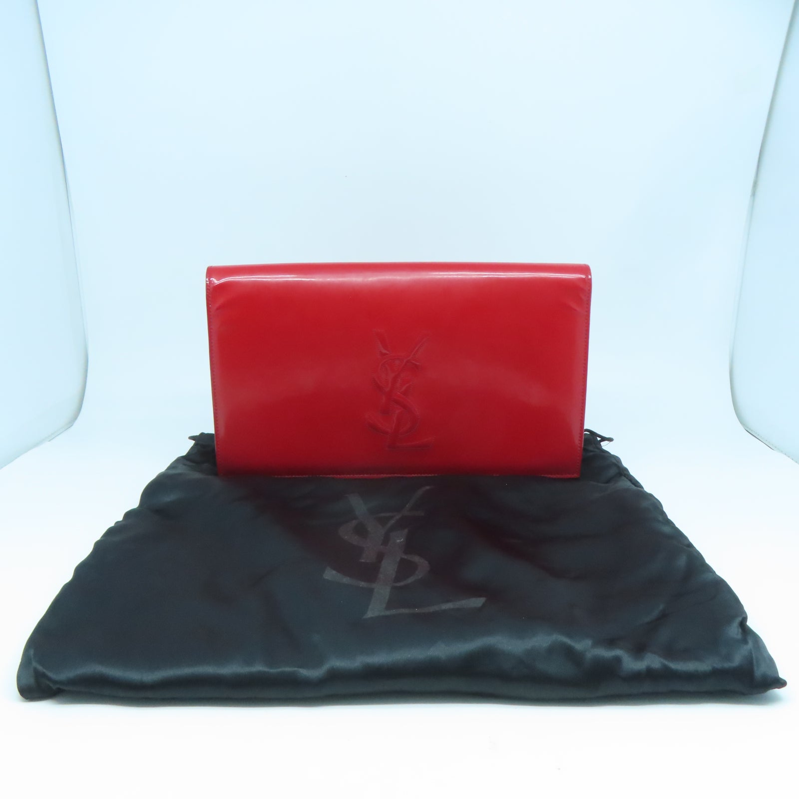 YVES SAINT LAURENT 漆皮皮革Clutch金扣手拿包紅色