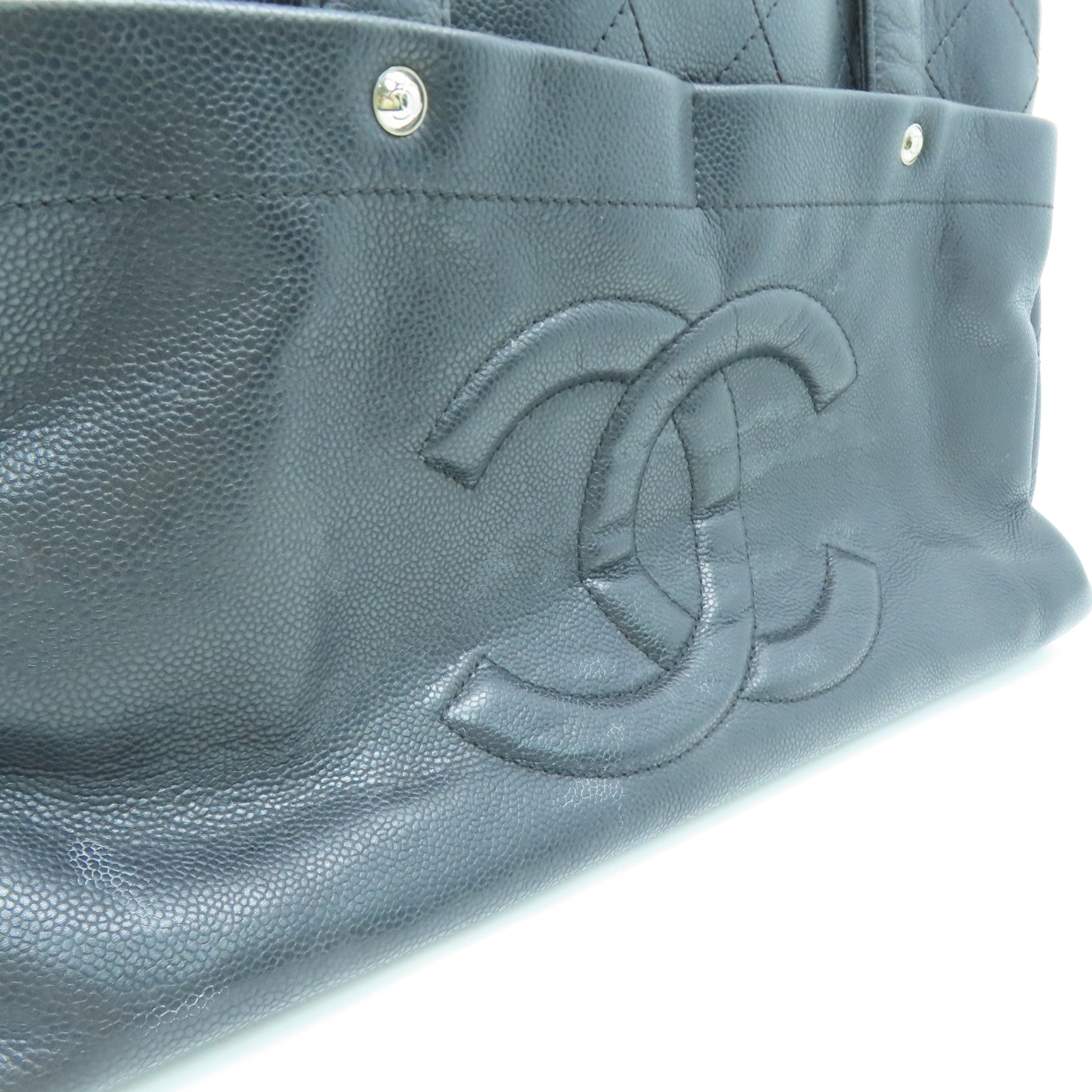 CHANEL 菱格牛皮皮革Shoulder Bag银扣肩背袋黑色