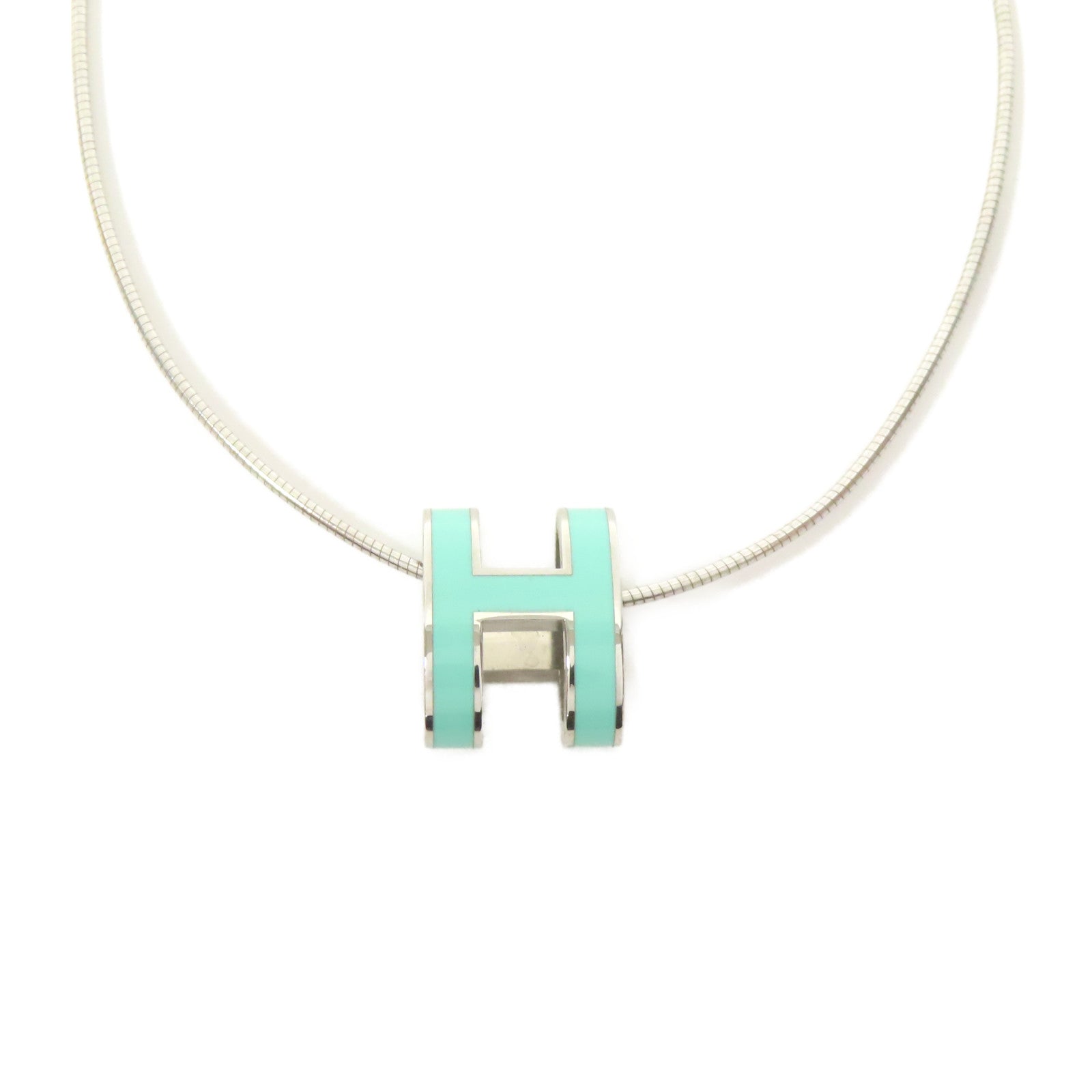 HERMES 925純銀/金屬Pop H項鍊綠色