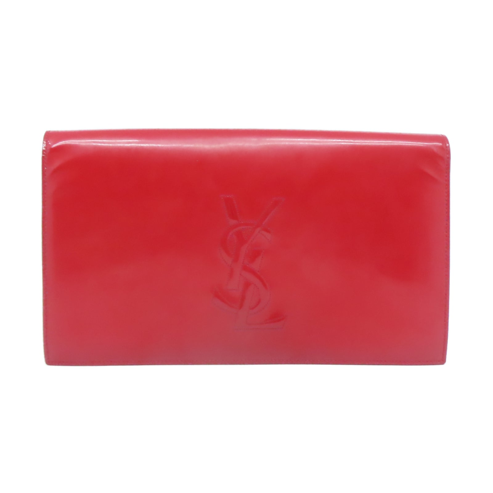 YVES SAINT LAURENT 漆皮皮革Clutch金扣手拿包紅色