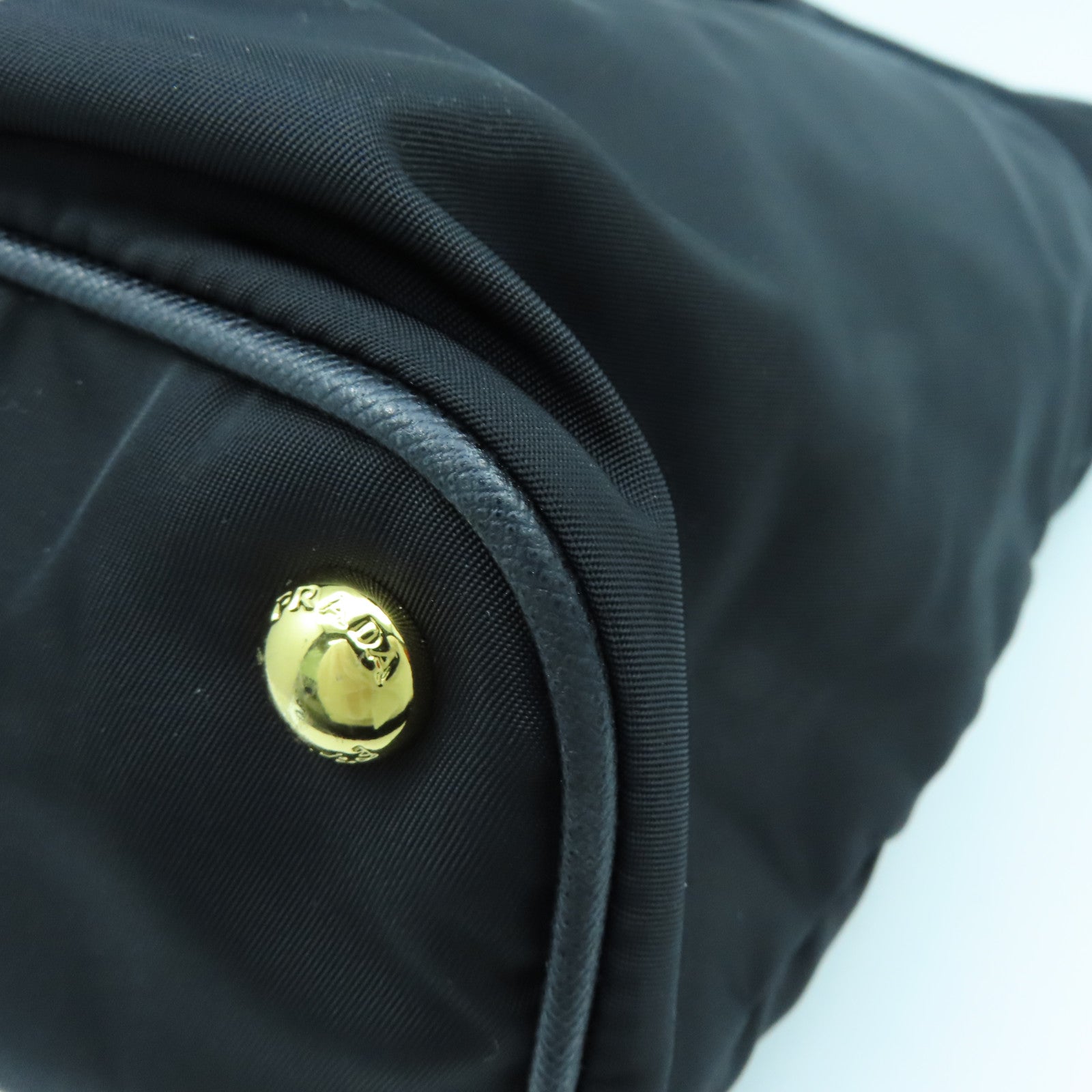 PRADA Nylon Tote Bag Gold Buckle Hand Bag Black – Brand Off