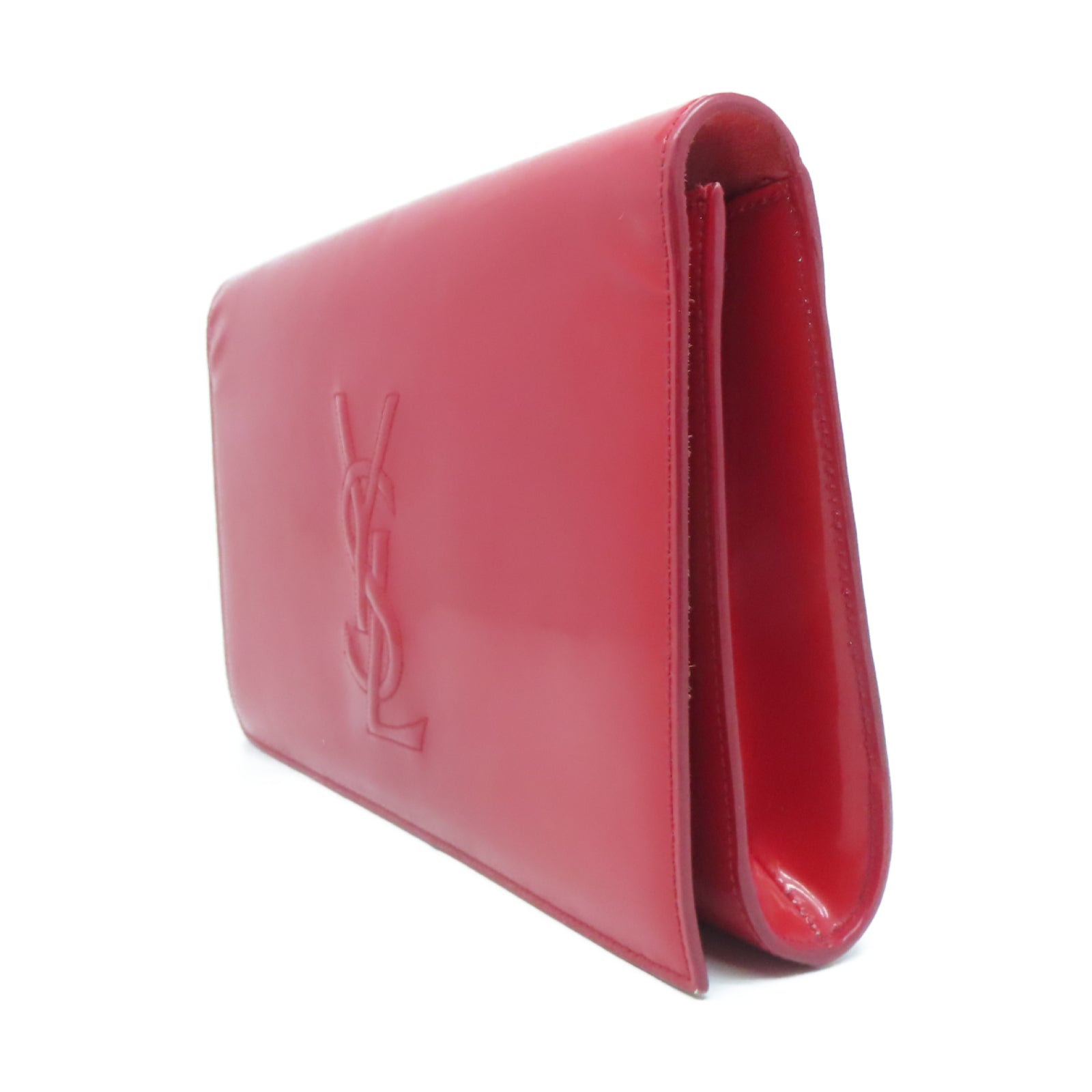 YVES SAINT LAURENT 漆皮皮革Clutch金扣手拿包紅色