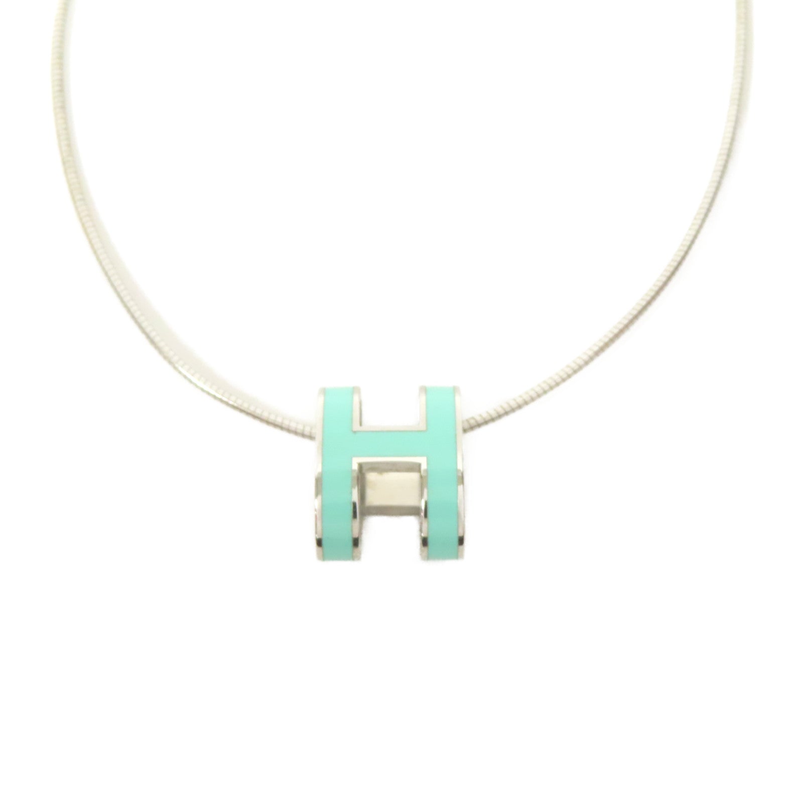 HERMES 925純銀/金屬Pop H項鍊綠色