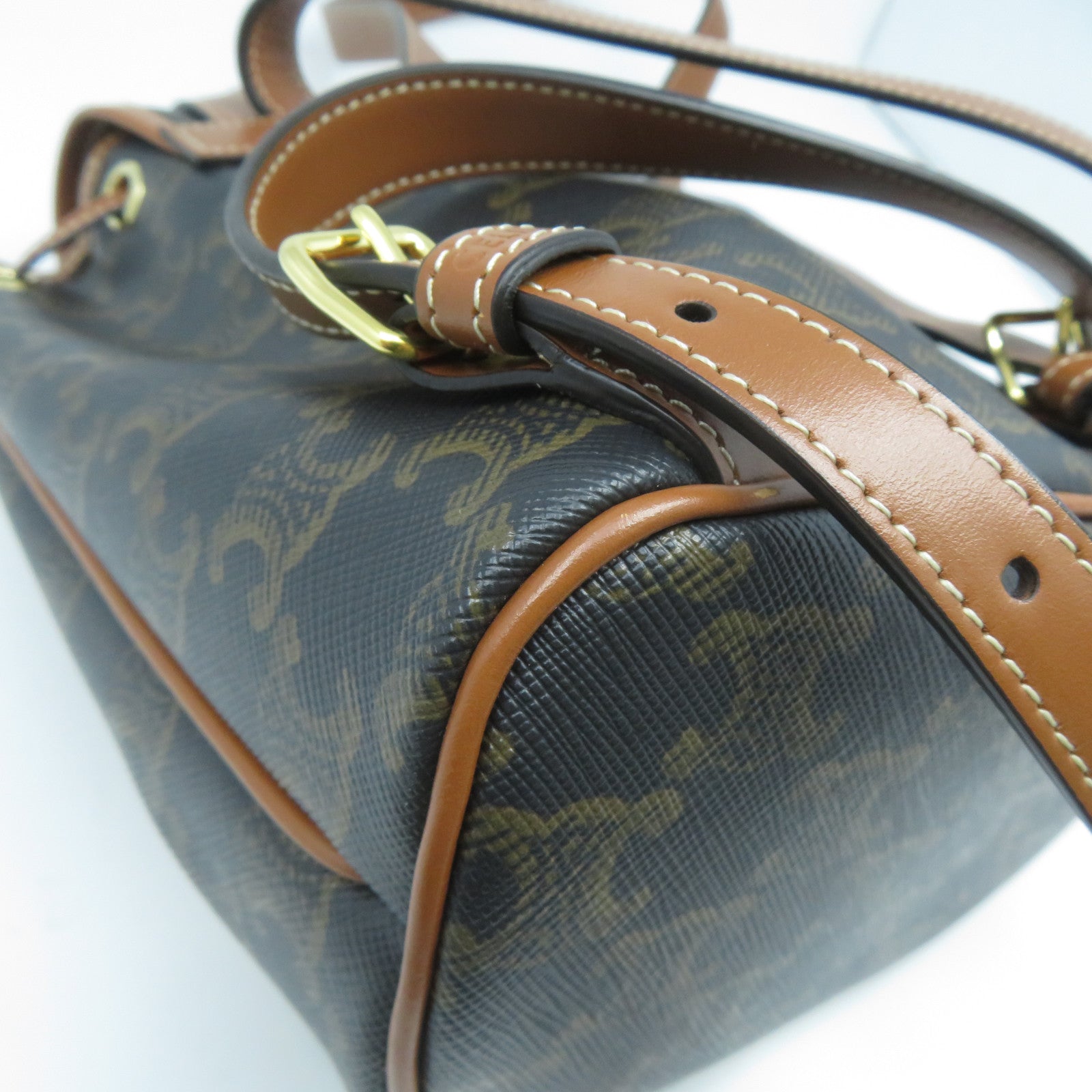 CELINE 塗層帆布Triomphe Mini Backpack金扣背包啡色