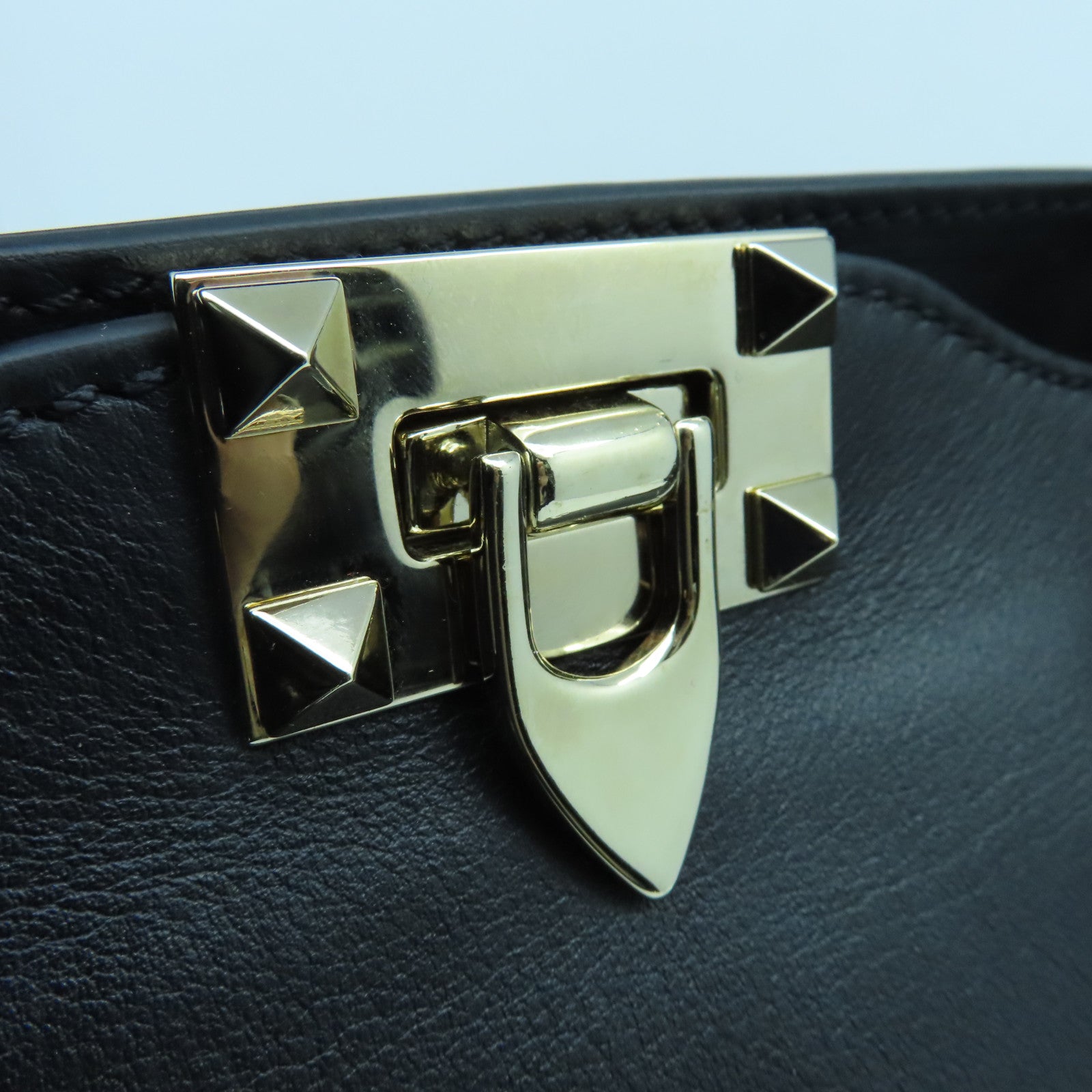 Valentino 牛皮皮革2way Shoulder Bag金扣手挽肩背兩用袋黑色