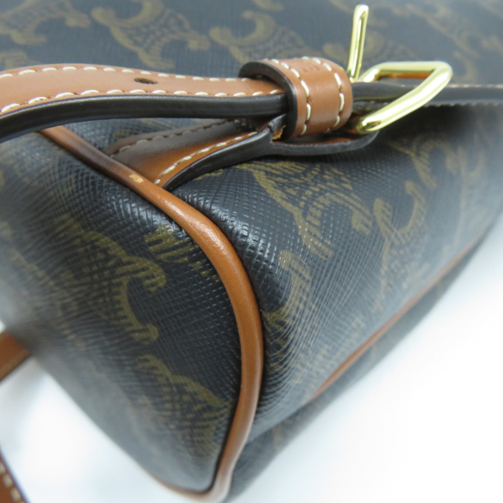 CELINE 塗層帆布Triomphe Mini Backpack金扣背包啡色
