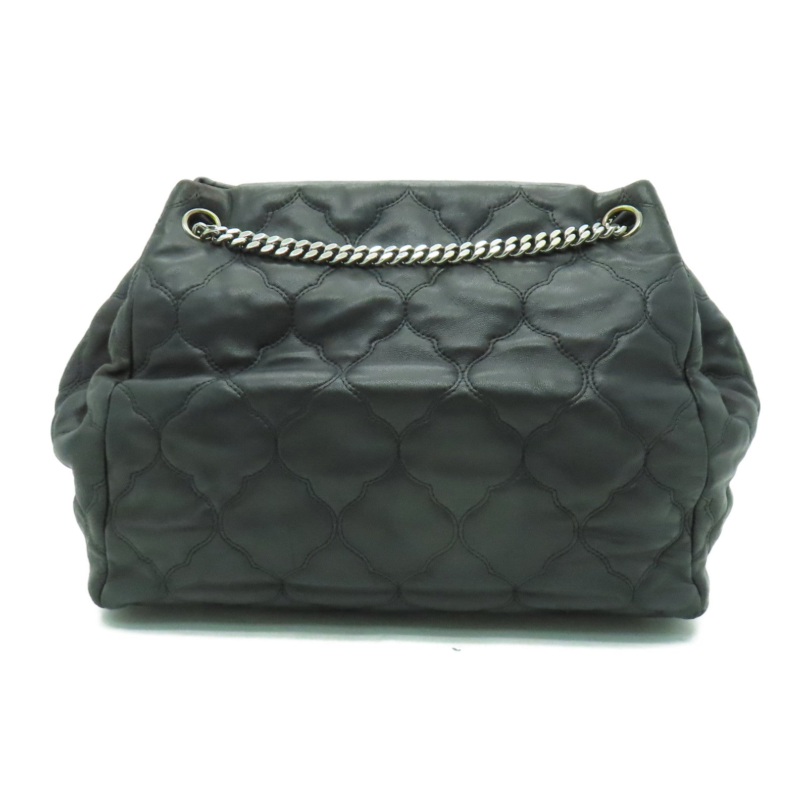 CHANEL 【激減優惠】菱格牛皮皮革Chain Shoulder銀扣鏈帶肩背袋黑色