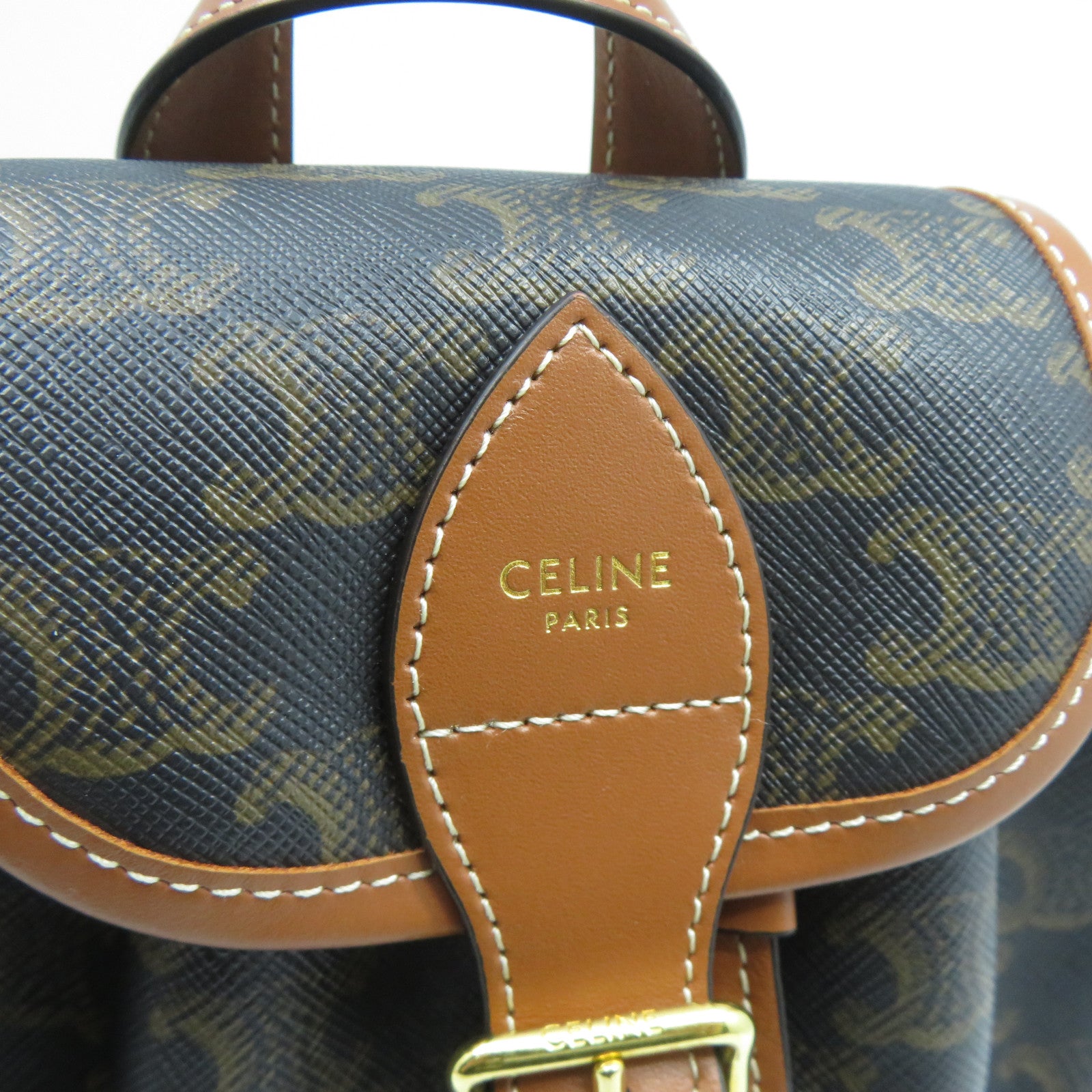 CELINE 塗層帆布Triomphe Mini Backpack金扣背包啡色