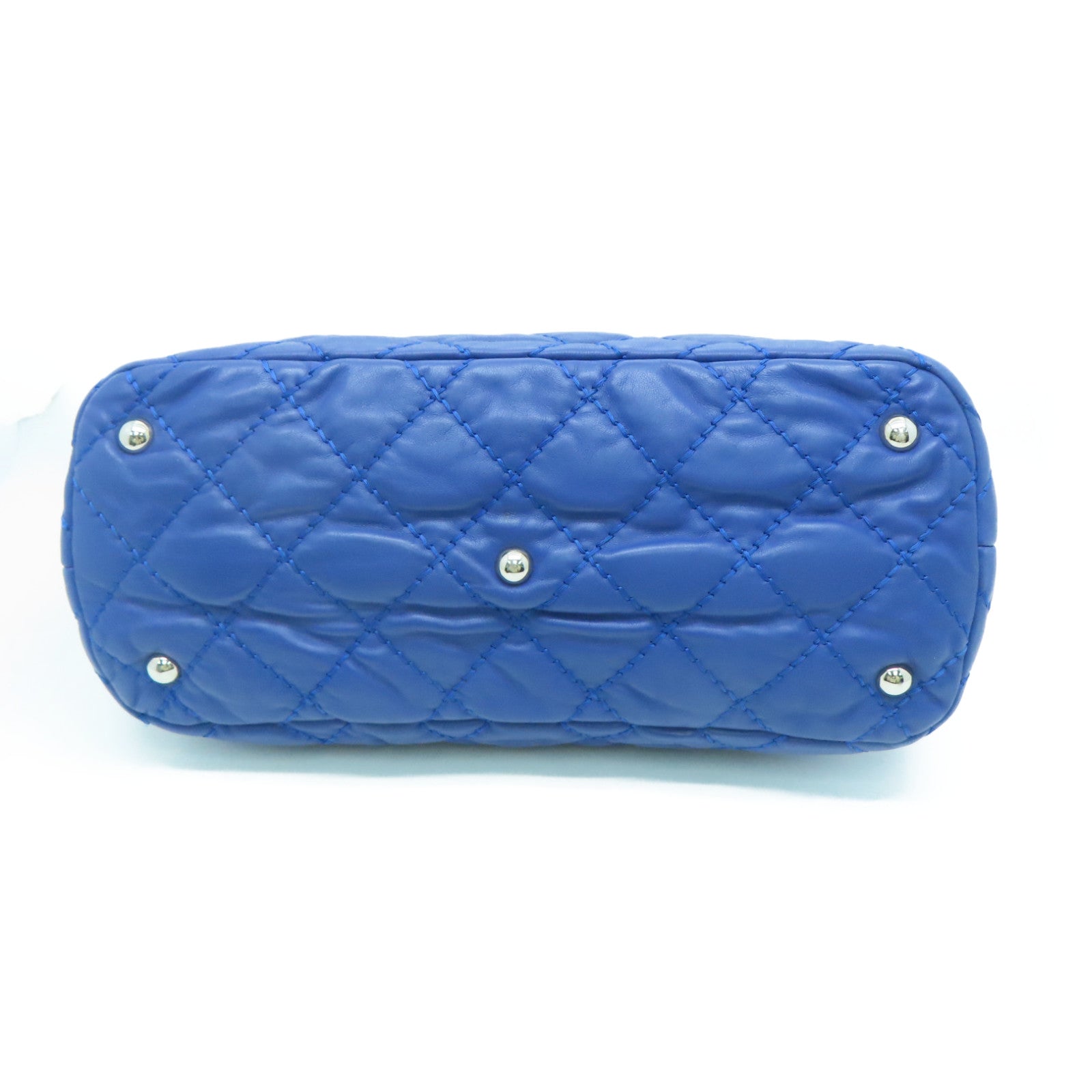 CHANEL 菱格牛皮皮革Chain Shoulder Bag银扣链带肩背袋蓝色