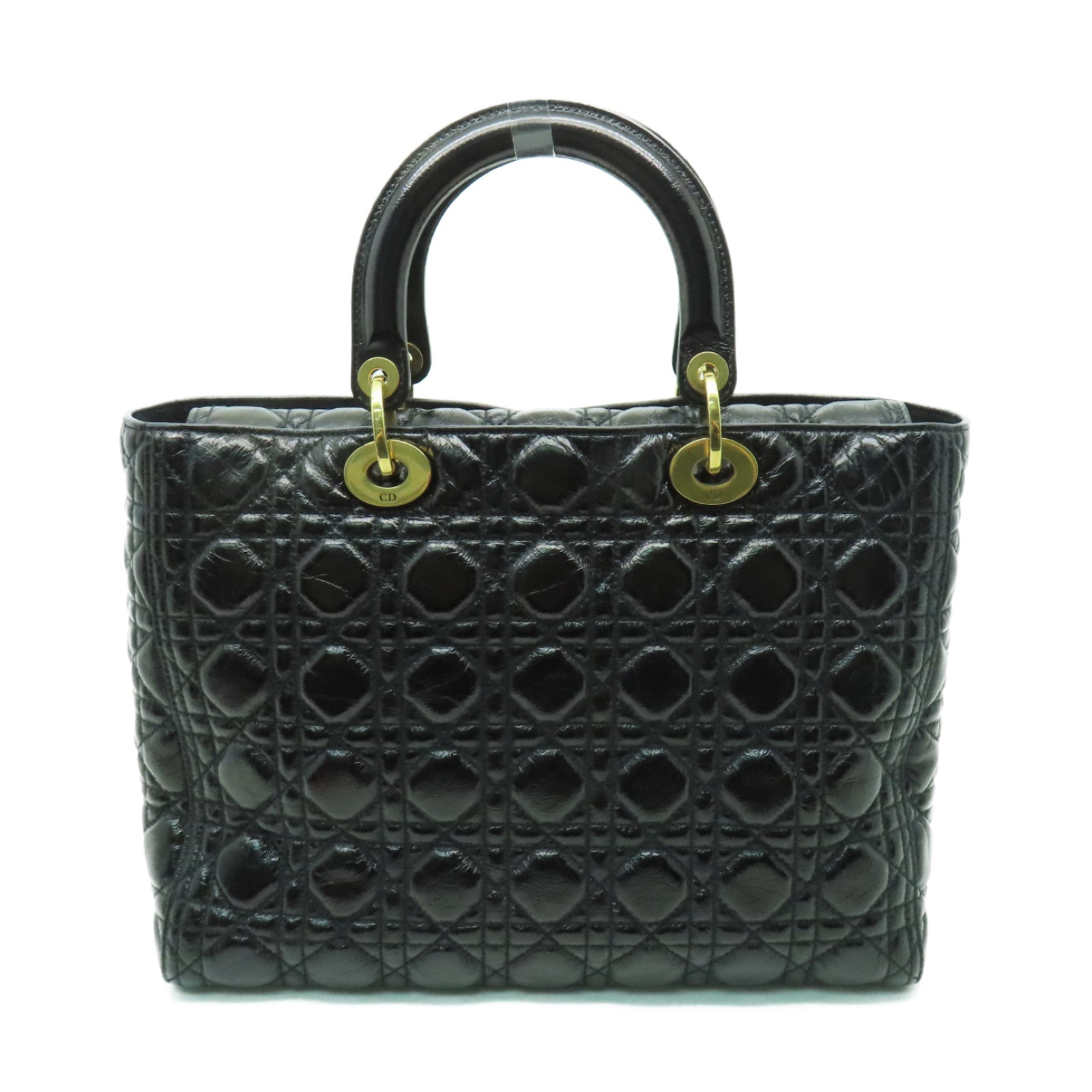 Dior 塗層皮革Lady Dior Hand Bag金扣手挽袋黑色