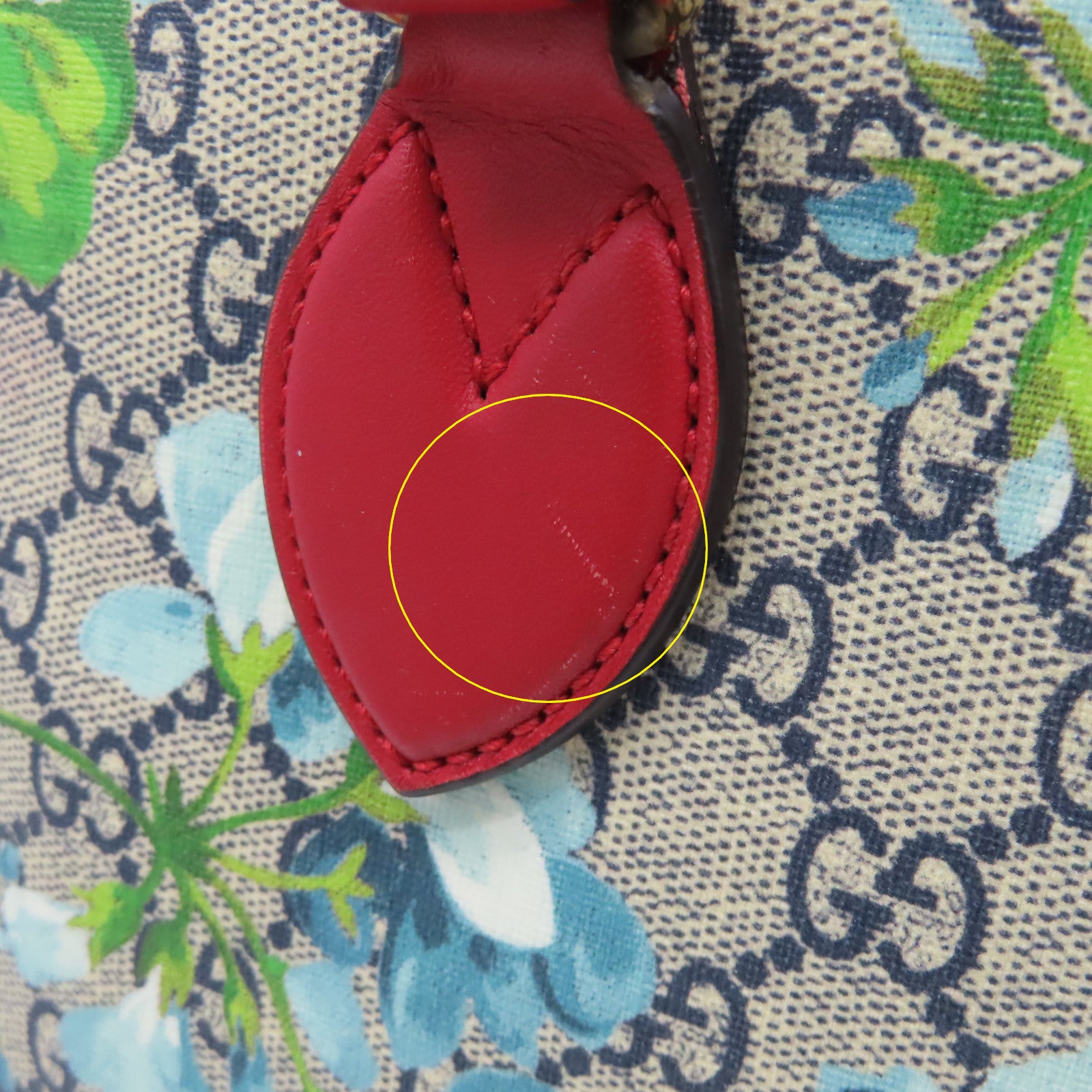 GUCCI 塗層帆布GG Blooms Floral 2Way Shoulder Bag手挽肩背兩用袋紅色/藍色