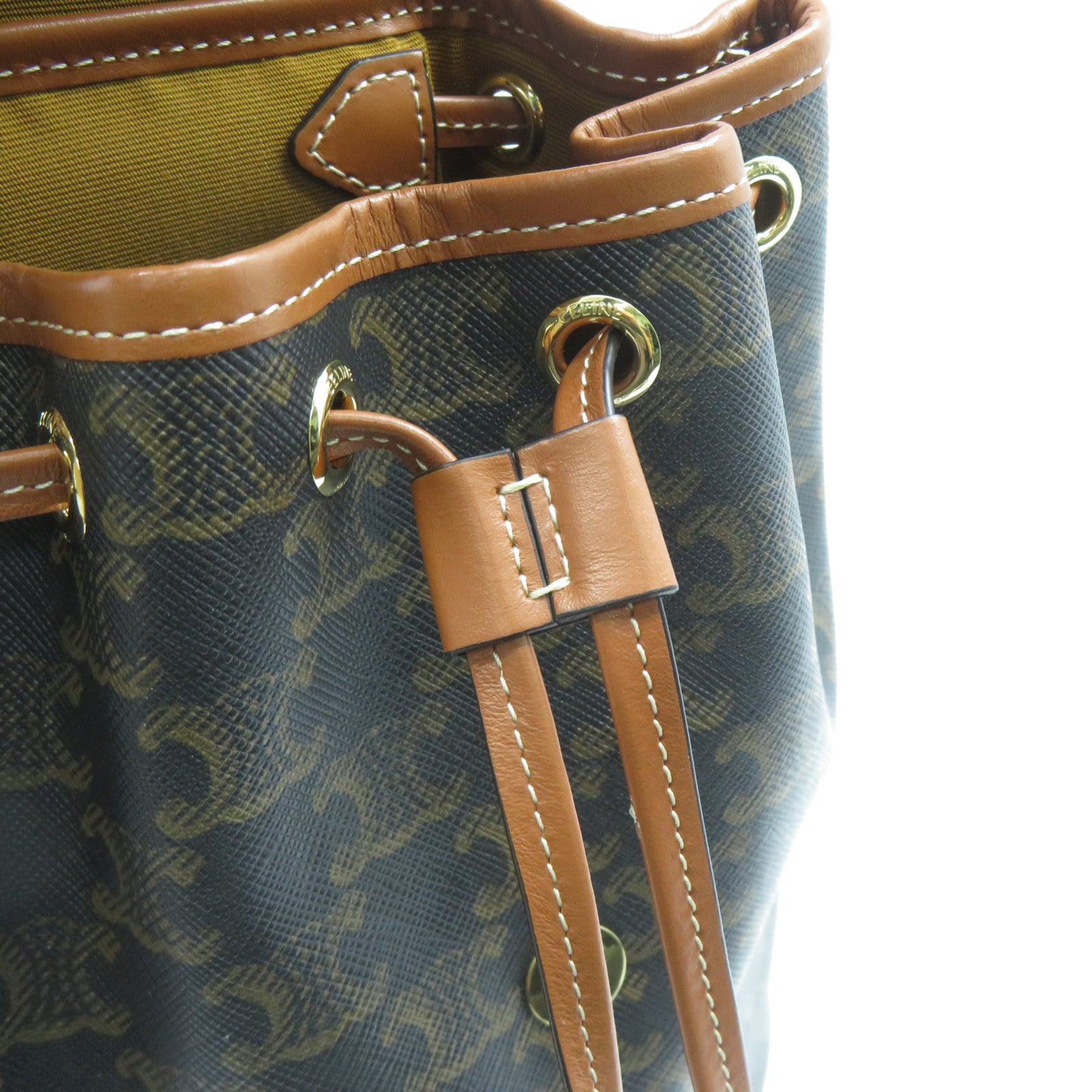 CELINE 塗層帆布Triomphe Mini Backpack金扣背包啡色