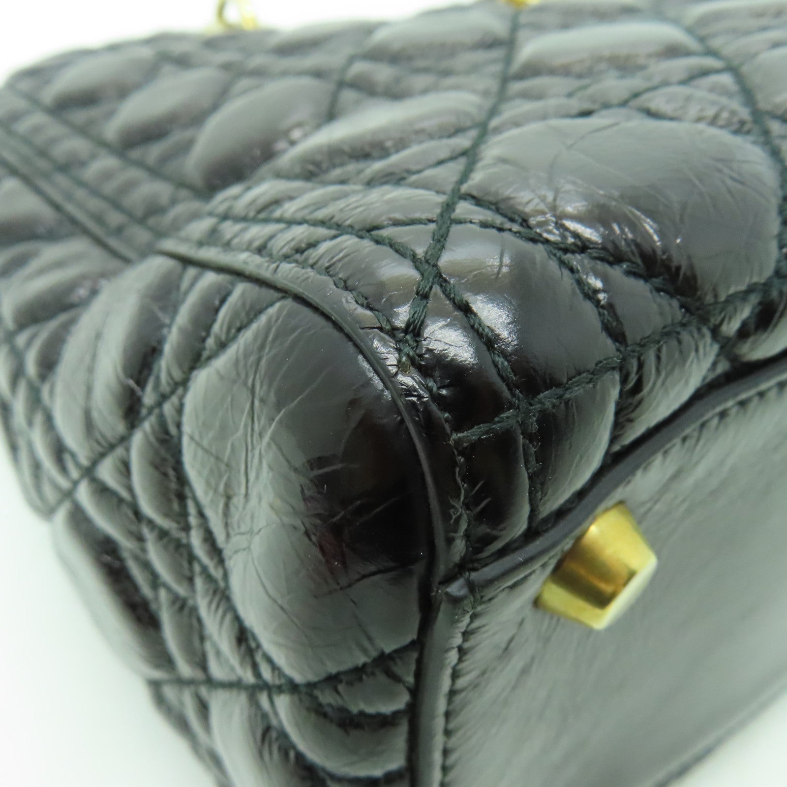 Dior 塗層皮革Lady Dior Hand Bag金扣手挽袋黑色