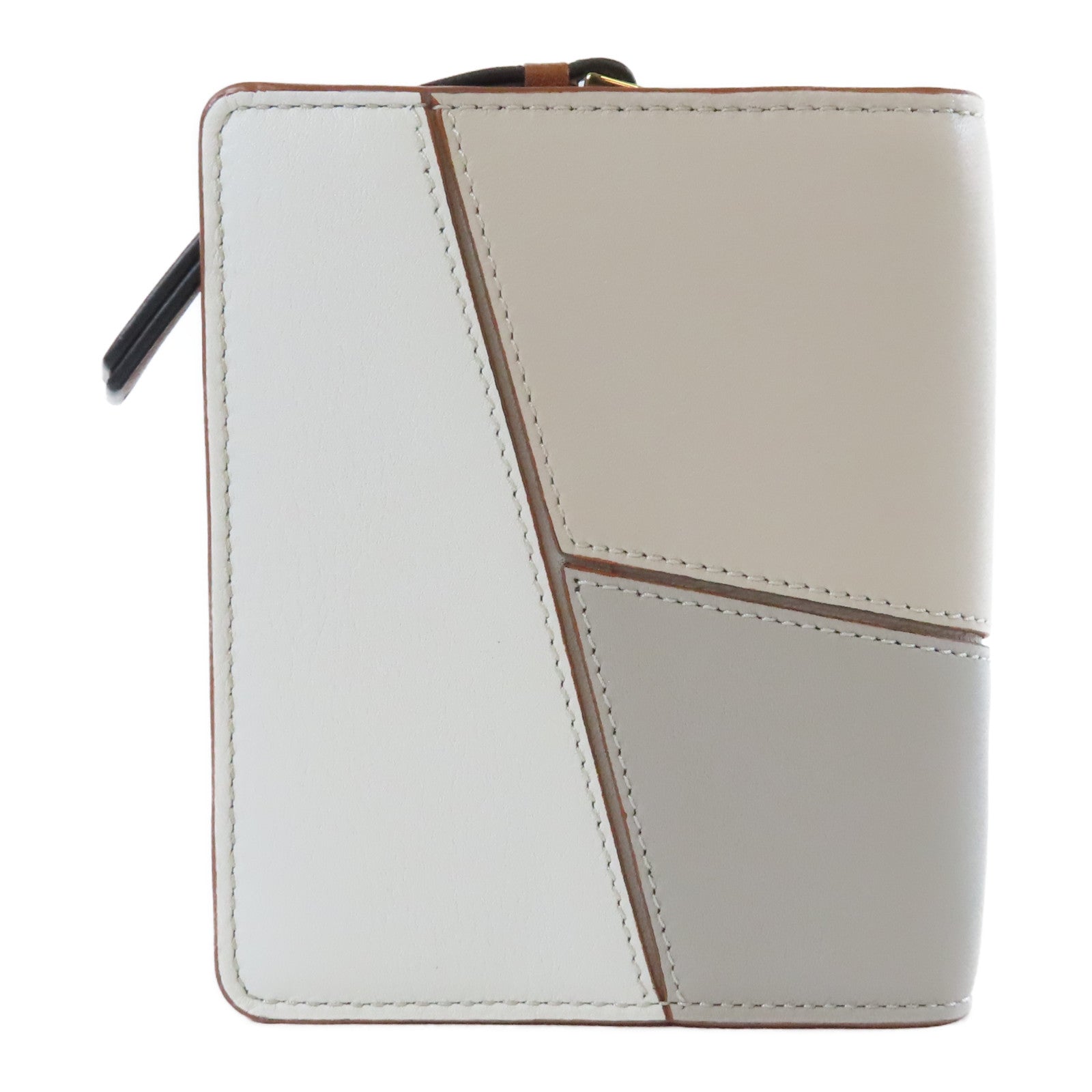 LOEWE 牛皮皮革Puzzle Zip Wallet金扣錢包灰色/啡色