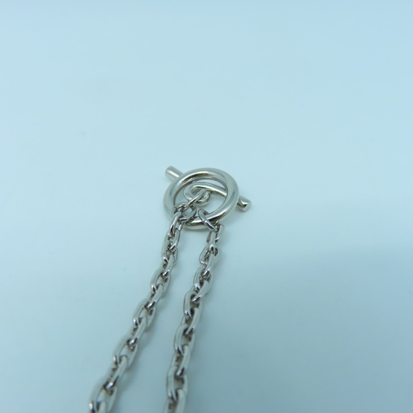 HERMES Vulcanium金屬Chaine d'Ancre Necklace銀扣項鍊棕色