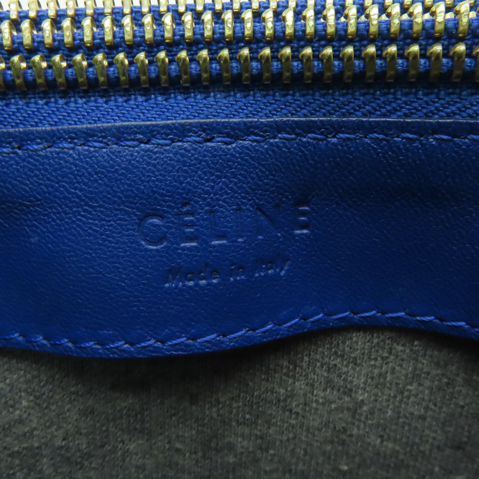 CELINE 【激減優惠】牛皮皮革Trio金扣肩背袋藍色