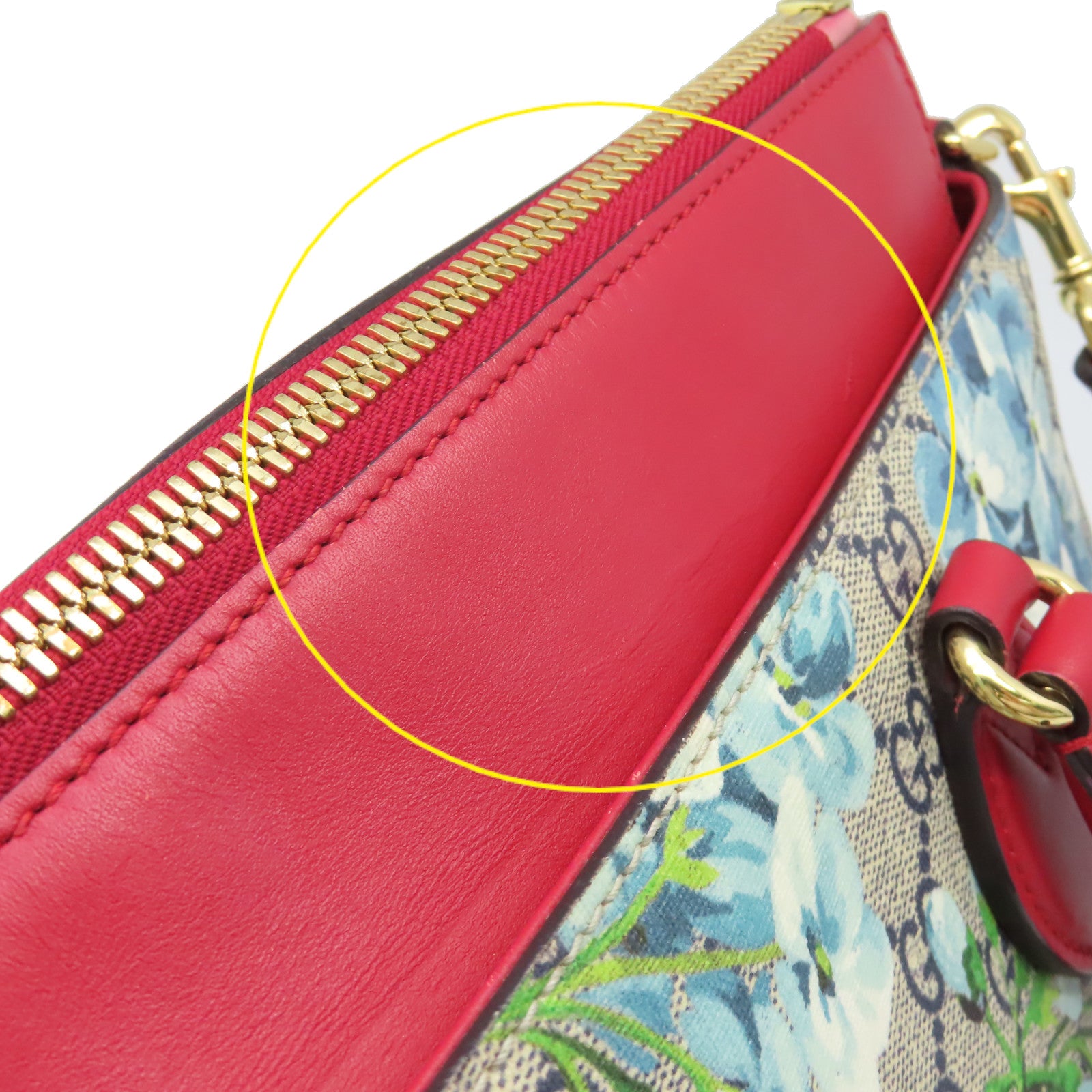 GUCCI 塗層帆布GG Blooms Floral 2Way Shoulder Bag手挽肩背兩用袋紅色/藍色
