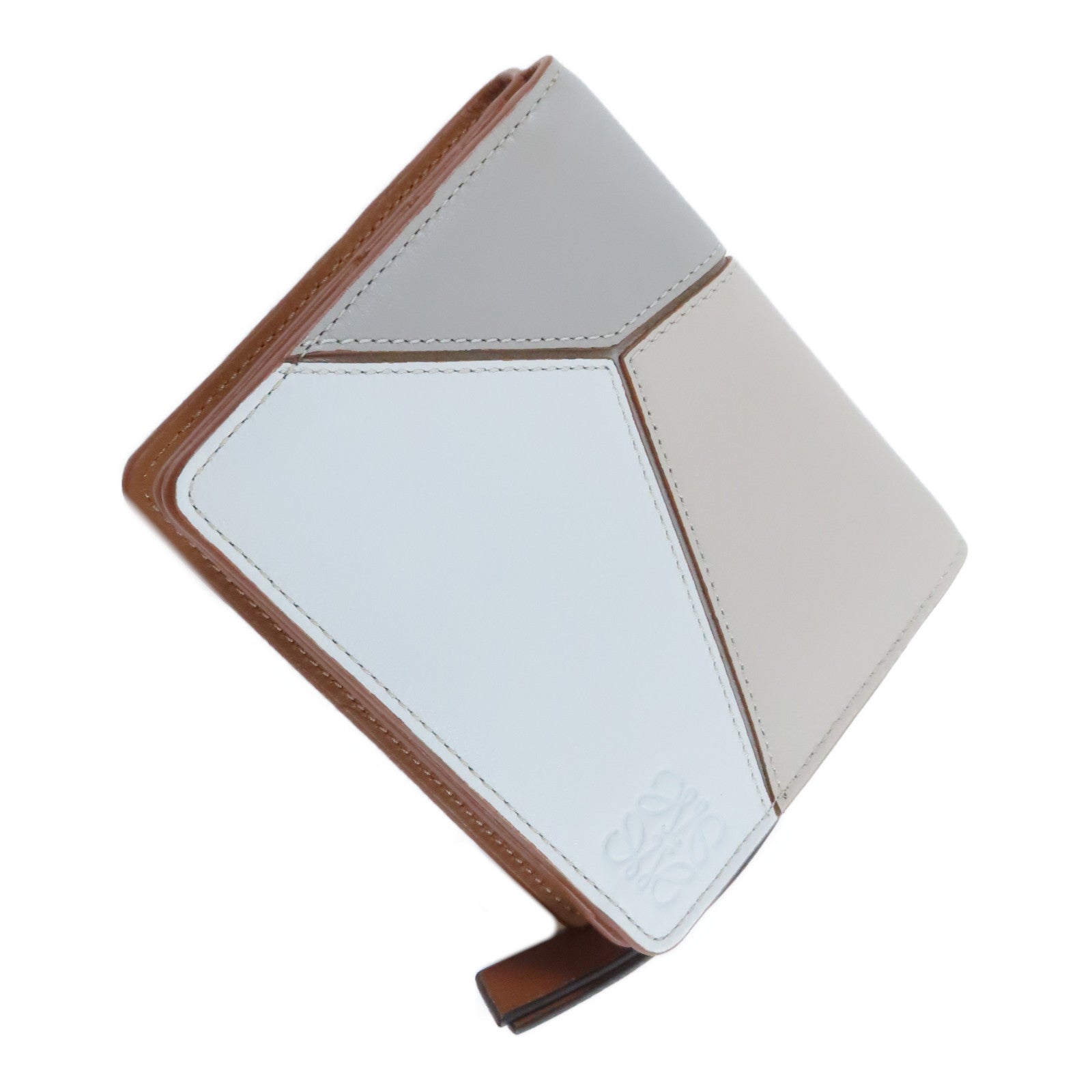 LOEWE 牛皮皮革Puzzle Zip Wallet金扣錢包灰色/啡色
