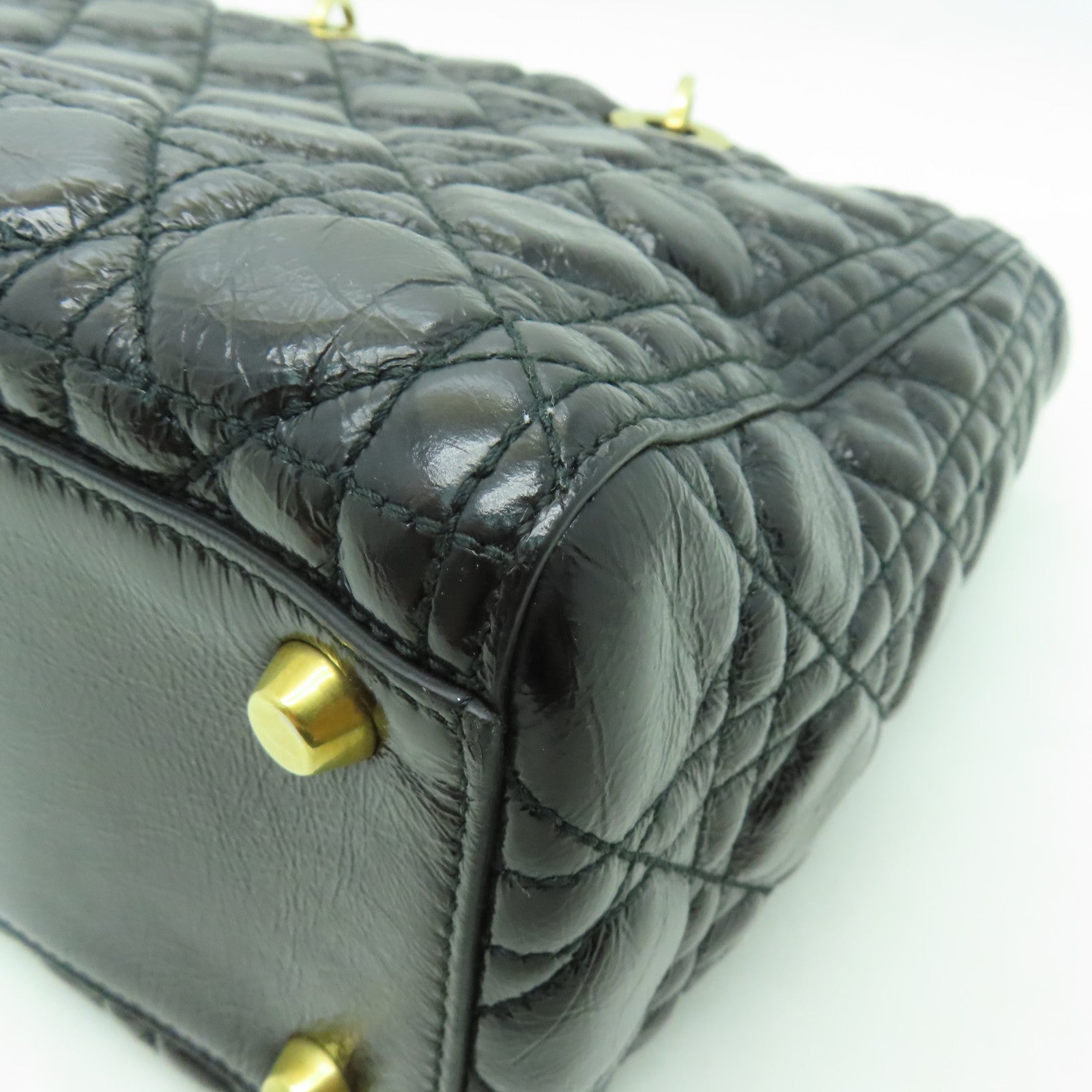 Dior 塗層皮革Lady Dior Hand Bag金扣手挽袋黑色