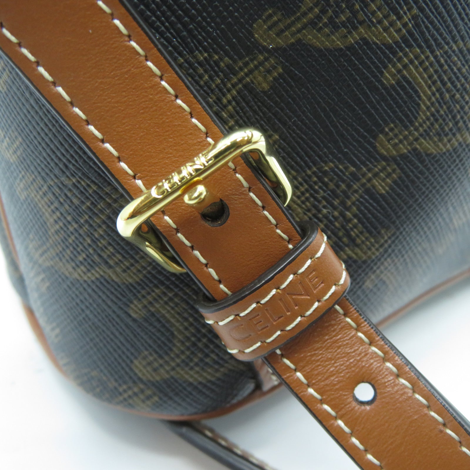 CELINE 塗層帆布Triomphe Mini Backpack金扣背包啡色