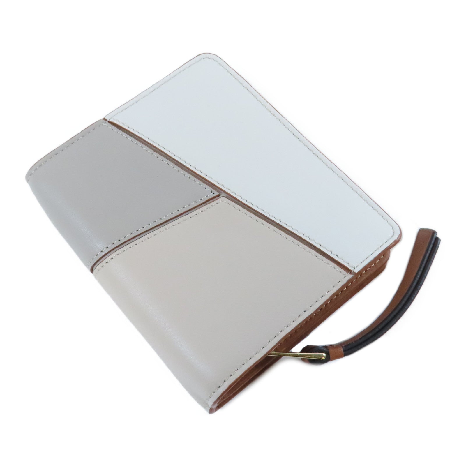 LOEWE 牛皮皮革Puzzle Zip Wallet金扣錢包灰色/啡色