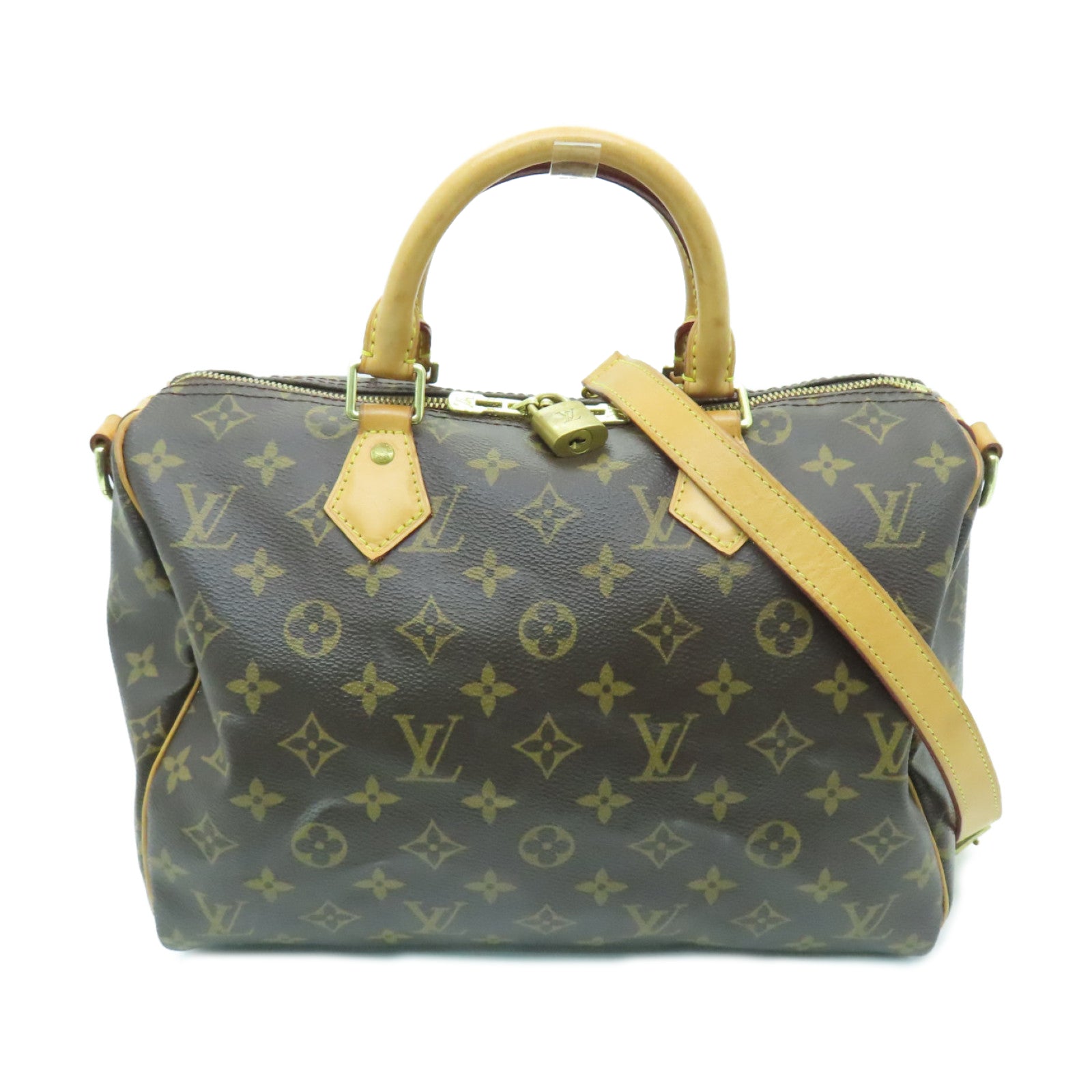 LOUIS VUITTON Monogram Speedy Bandouliere 30金扣手挽肩背兩用袋啡色