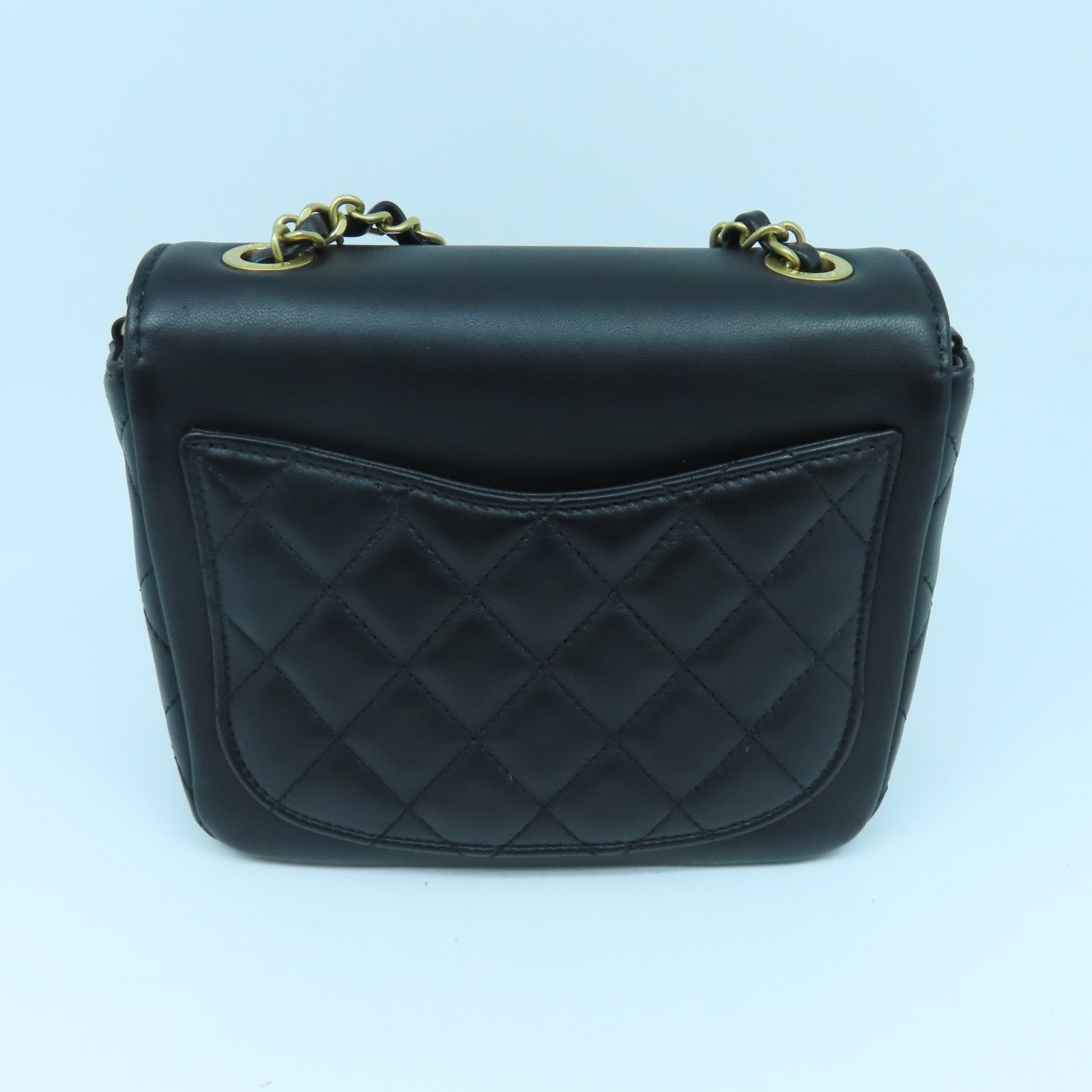 CHANEL 牛皮皮革Chain Shoulder Bag金扣鏈帶肩背袋黑色