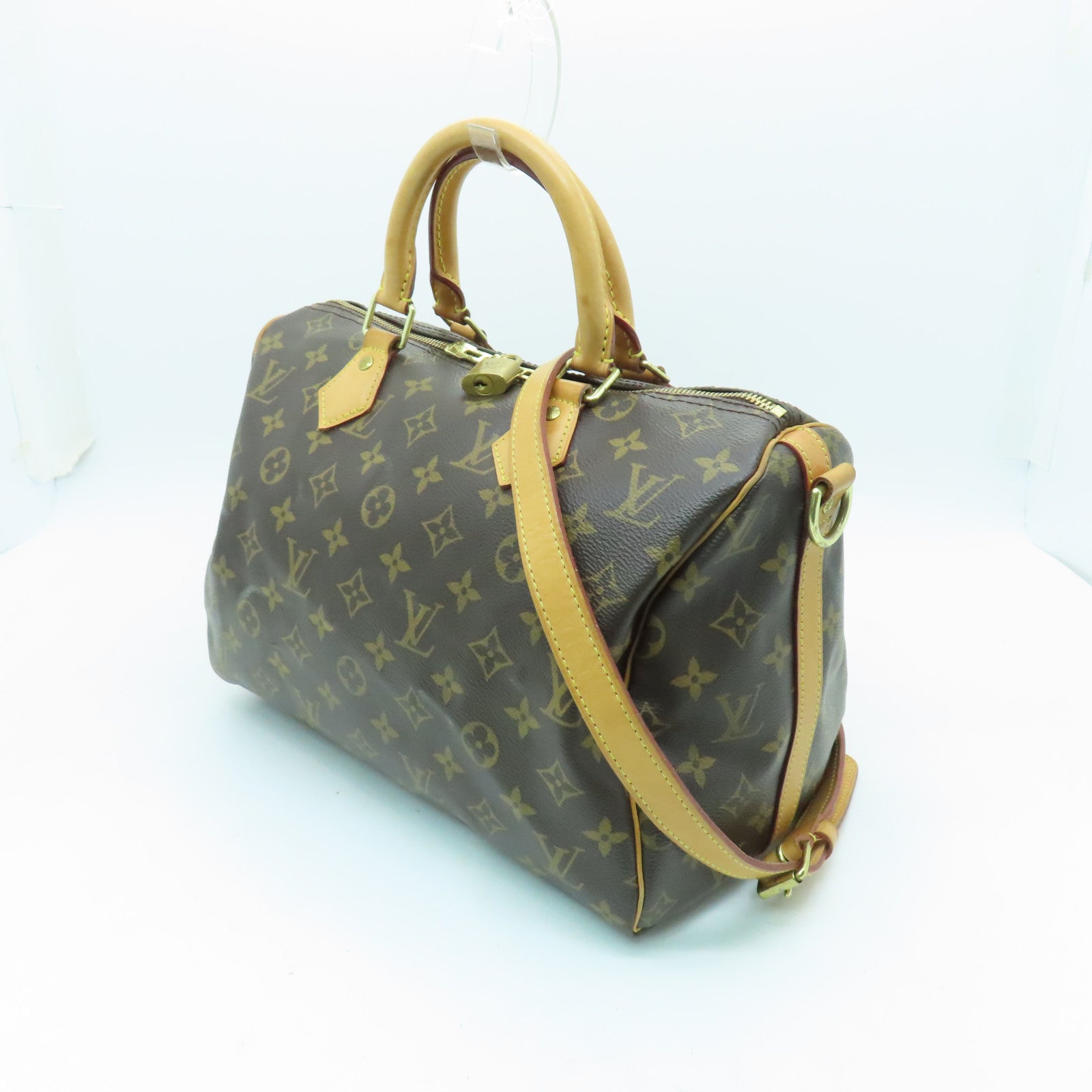 LOUIS VUITTON Monogram Speedy Bandouliere 30金扣手挽肩背兩用袋啡色