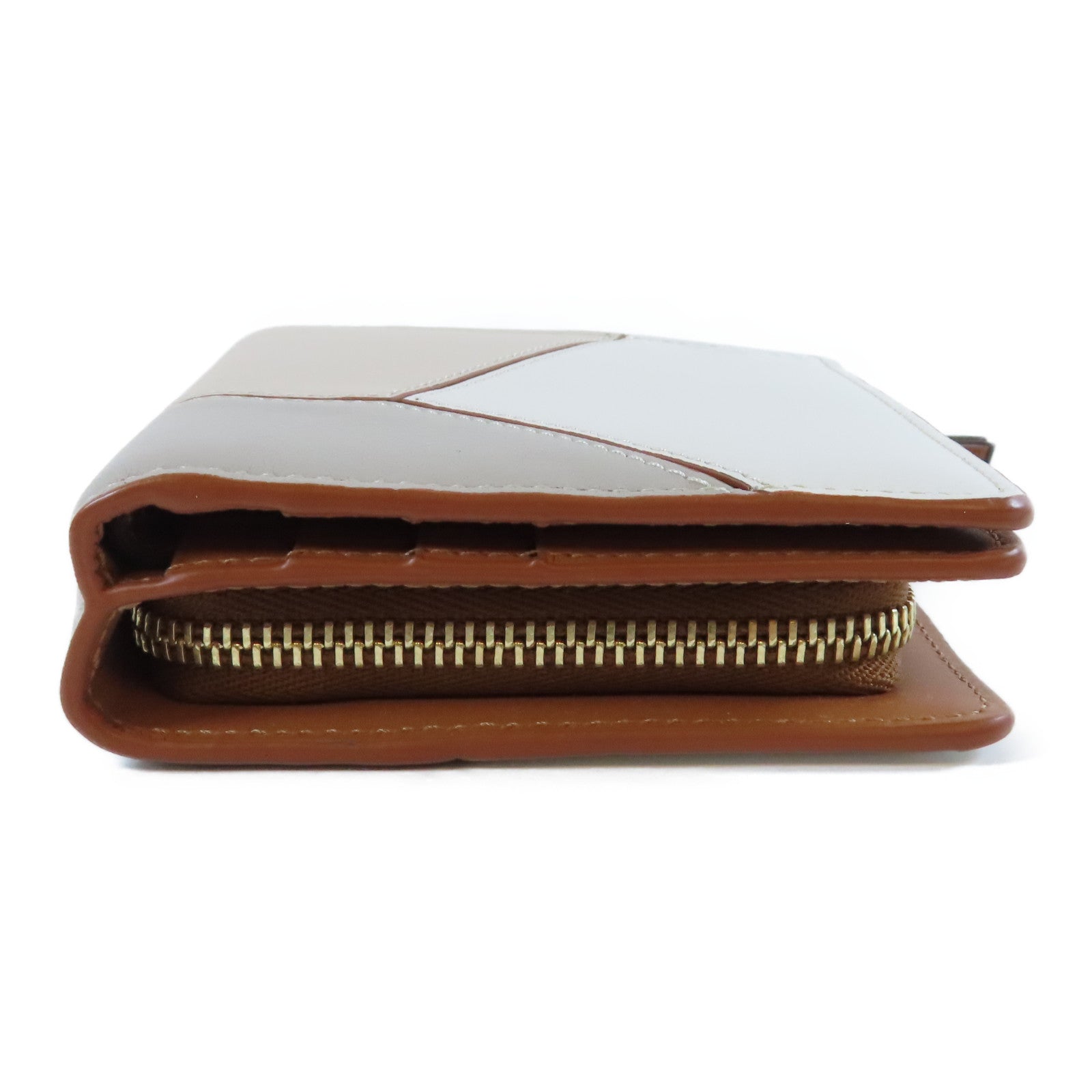 LOEWE 牛皮皮革Puzzle Zip Wallet金扣錢包灰色/啡色