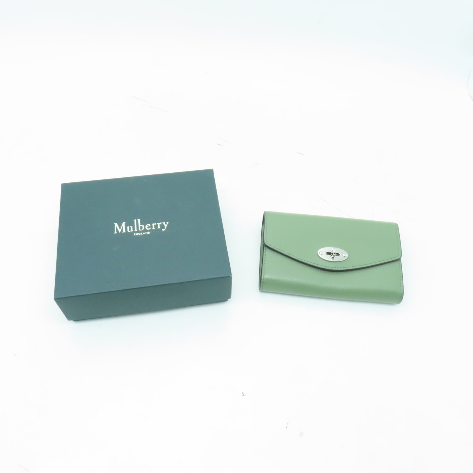 MULBERRY 牛皮皮革Medium Darley Wallet銀扣錢包綠色
