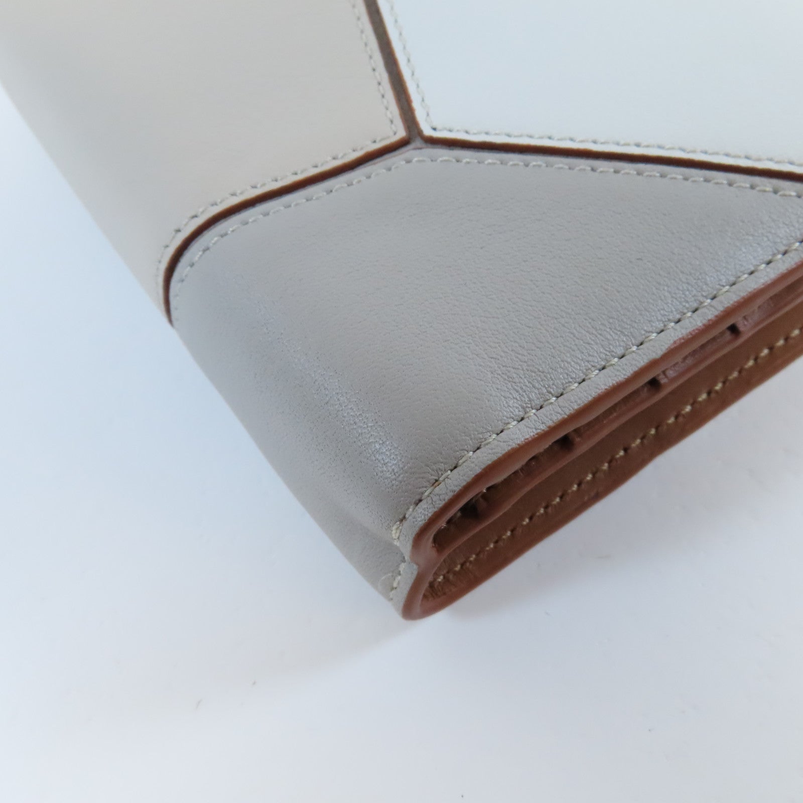LOEWE 牛皮皮革Puzzle Zip Wallet金扣錢包灰色/啡色