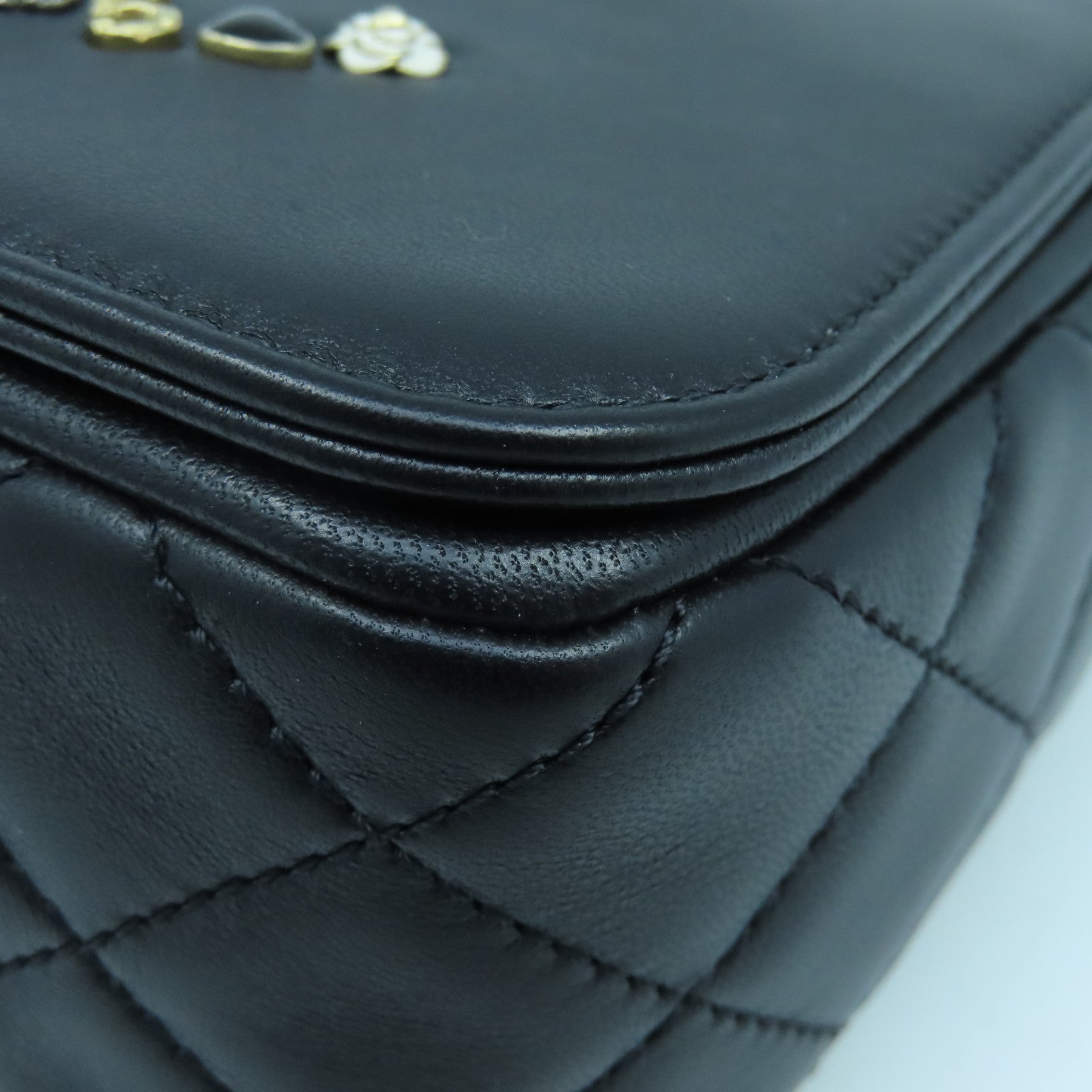 CHANEL 牛皮皮革Chain Shoulder Bag金扣鏈帶肩背袋黑色