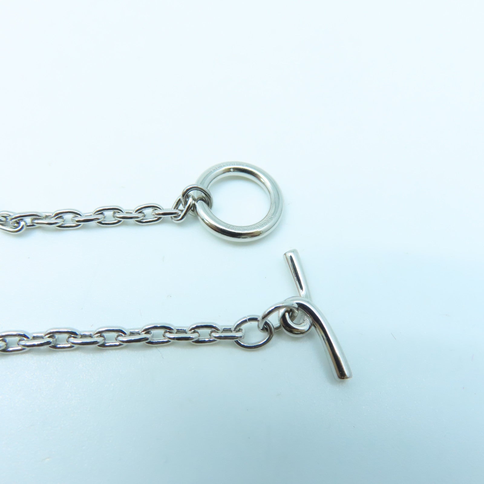 HERMES Vulcanium金屬Chaine d'Ancre Necklace銀扣項鍊棕色
