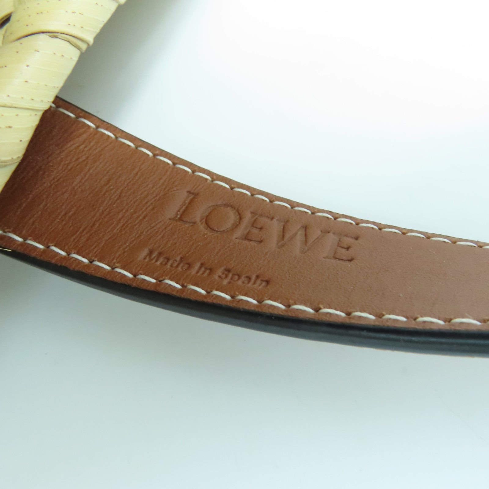 LOEWE Raffia Shoulder Bag銀扣肩背袋米色/橙色