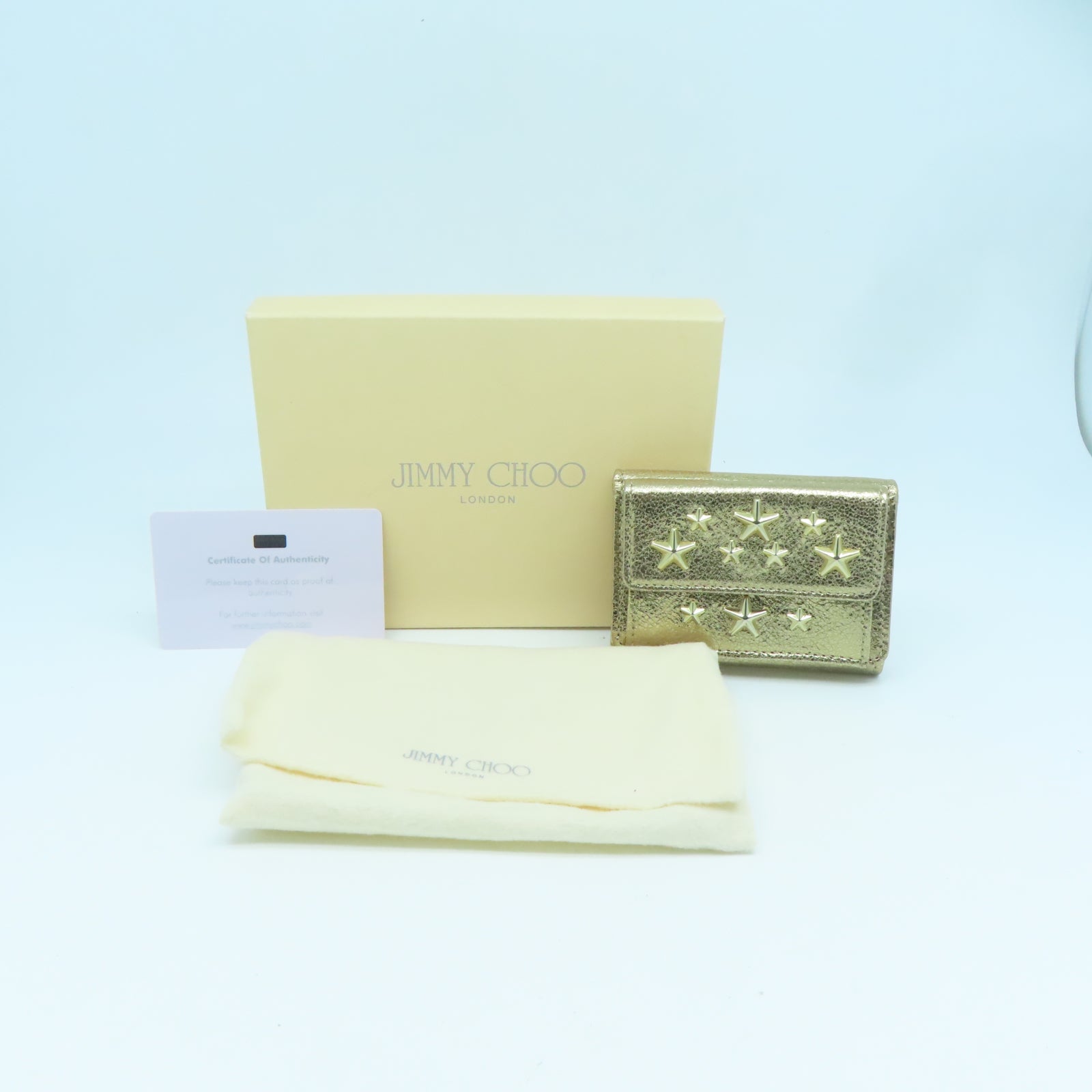 JIMMY CHOO 牛皮皮革Wallet金扣錢包金色