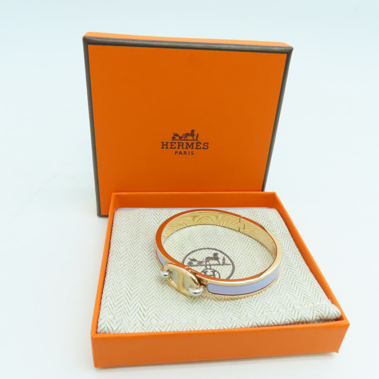 HERMES 金屬Bracelet金扣手鐲紫色