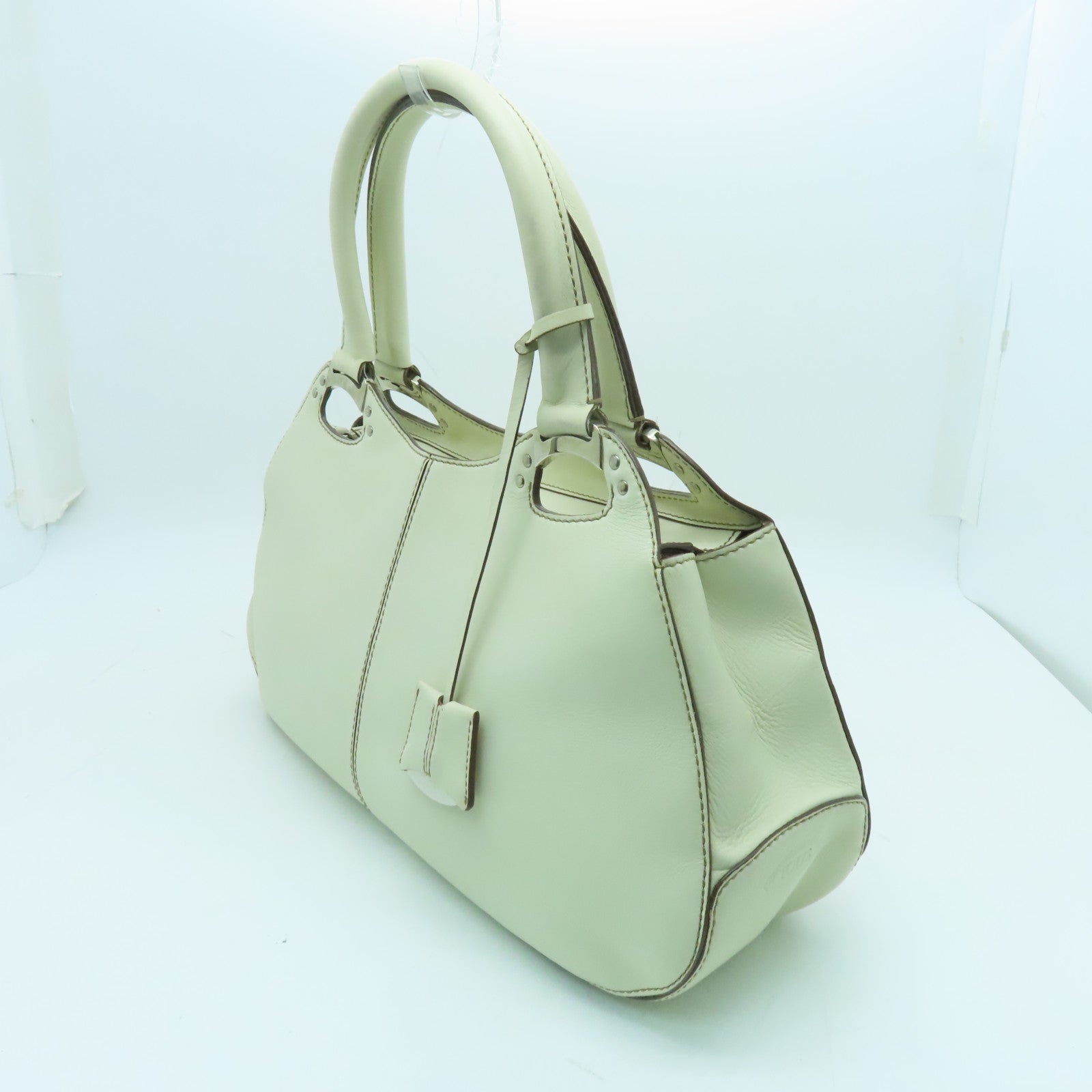 TOD'S cowhide leather Shoulder Bag silver buckle shoulder bag white