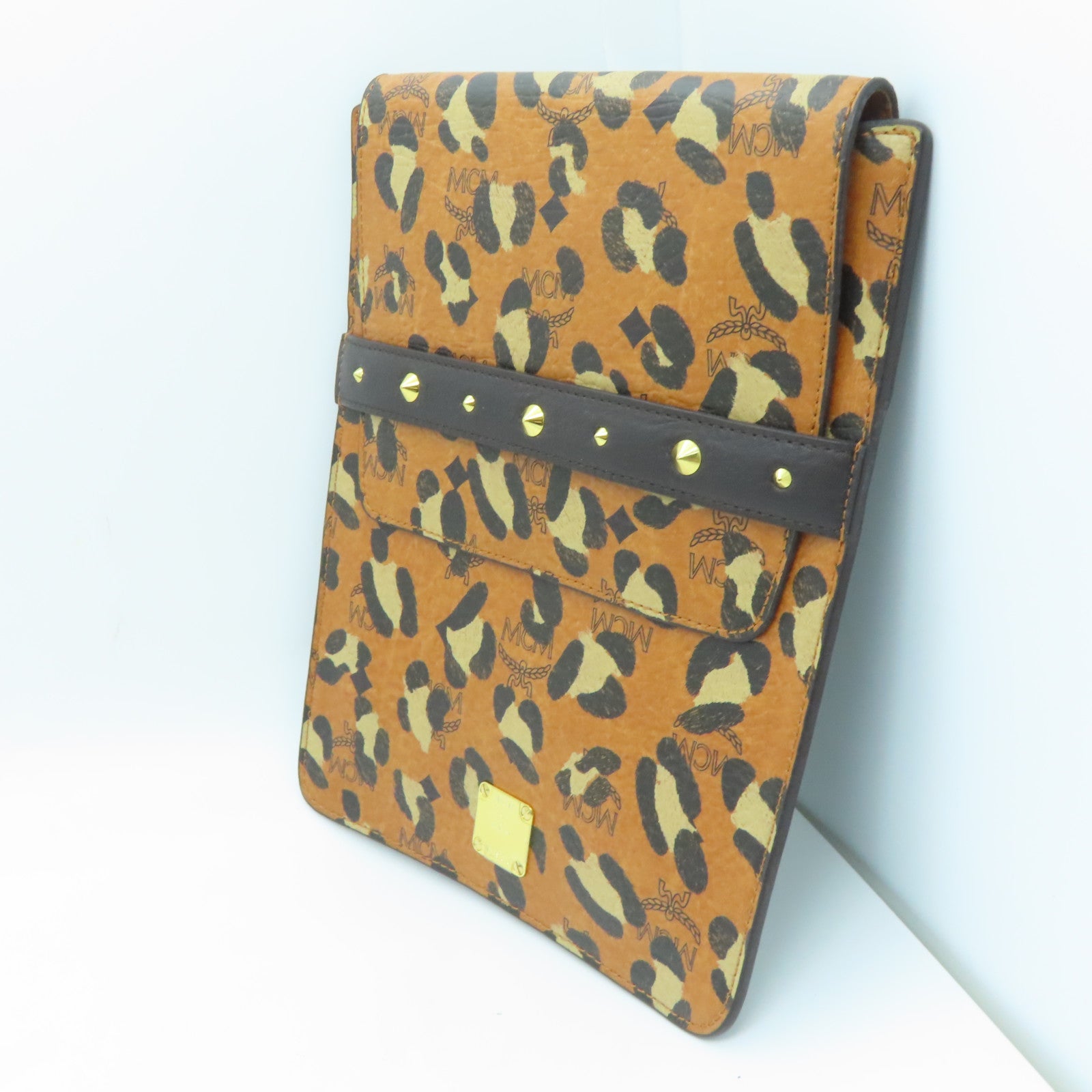 MCM 皮革Clutch Bag金扣手拿包黑色/啡色