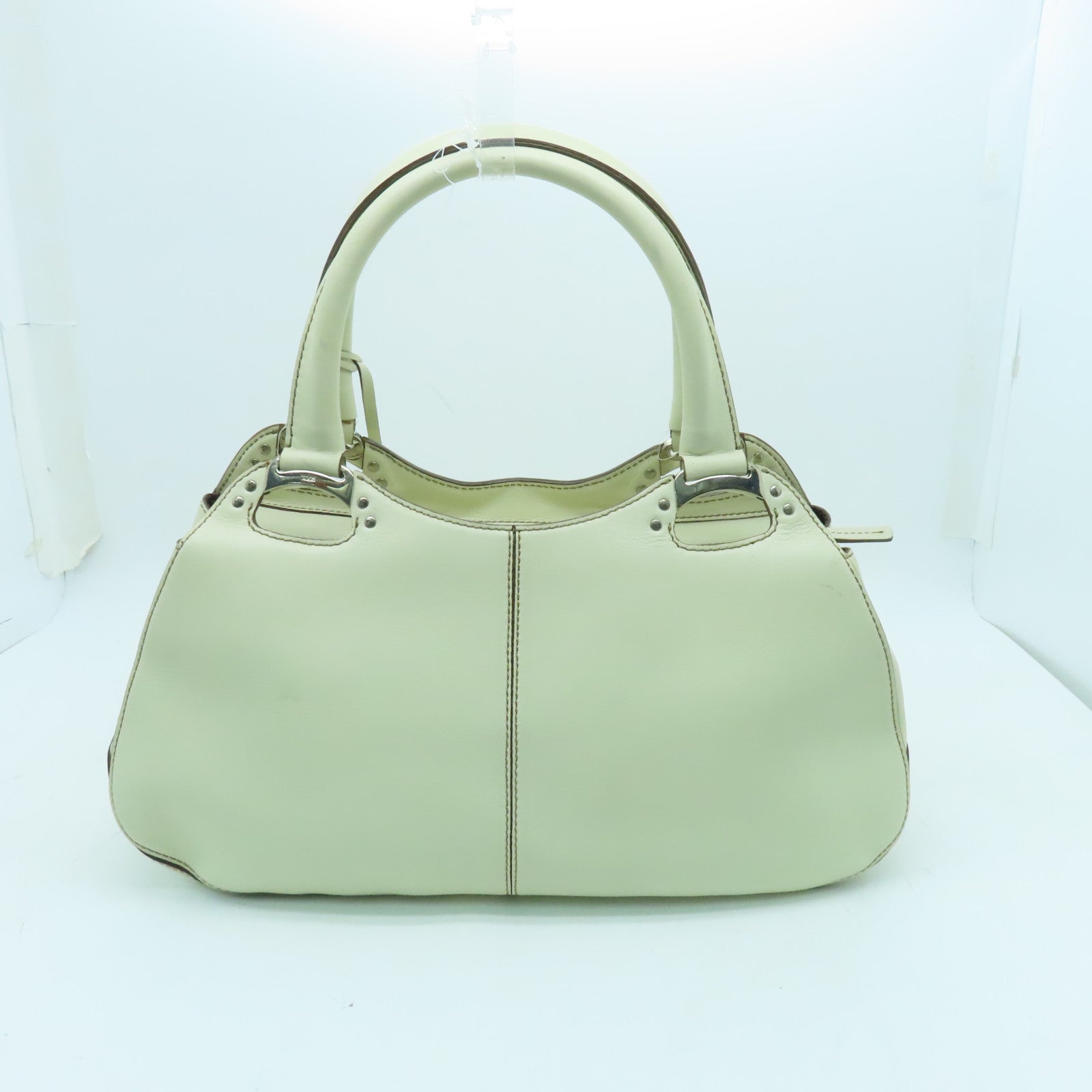 TOD'S cowhide leather Shoulder Bag silver buckle shoulder bag white