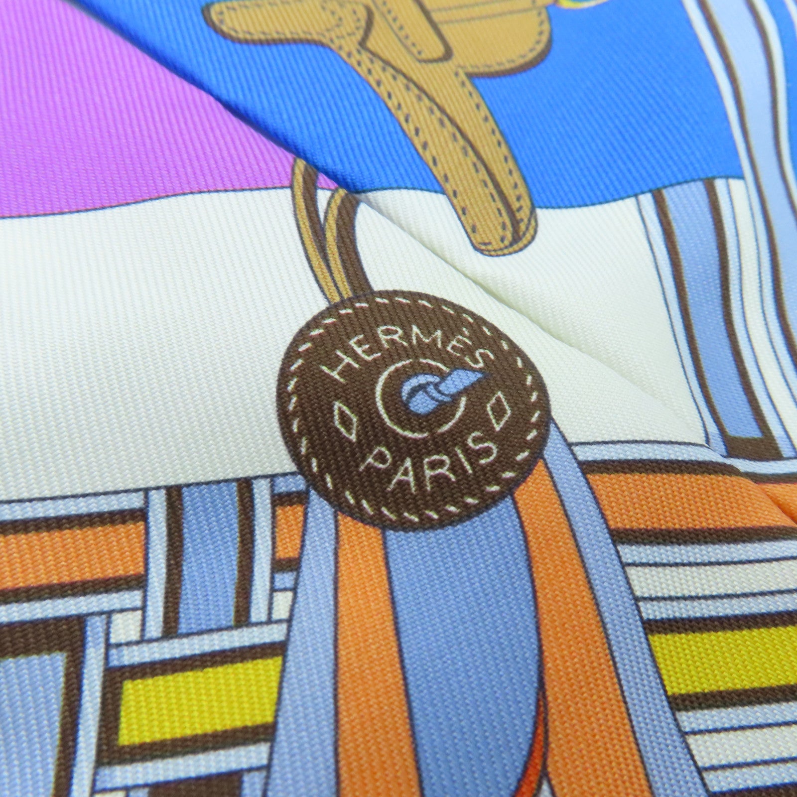 HERMES 絲質Twilly絲巾藍色紫色