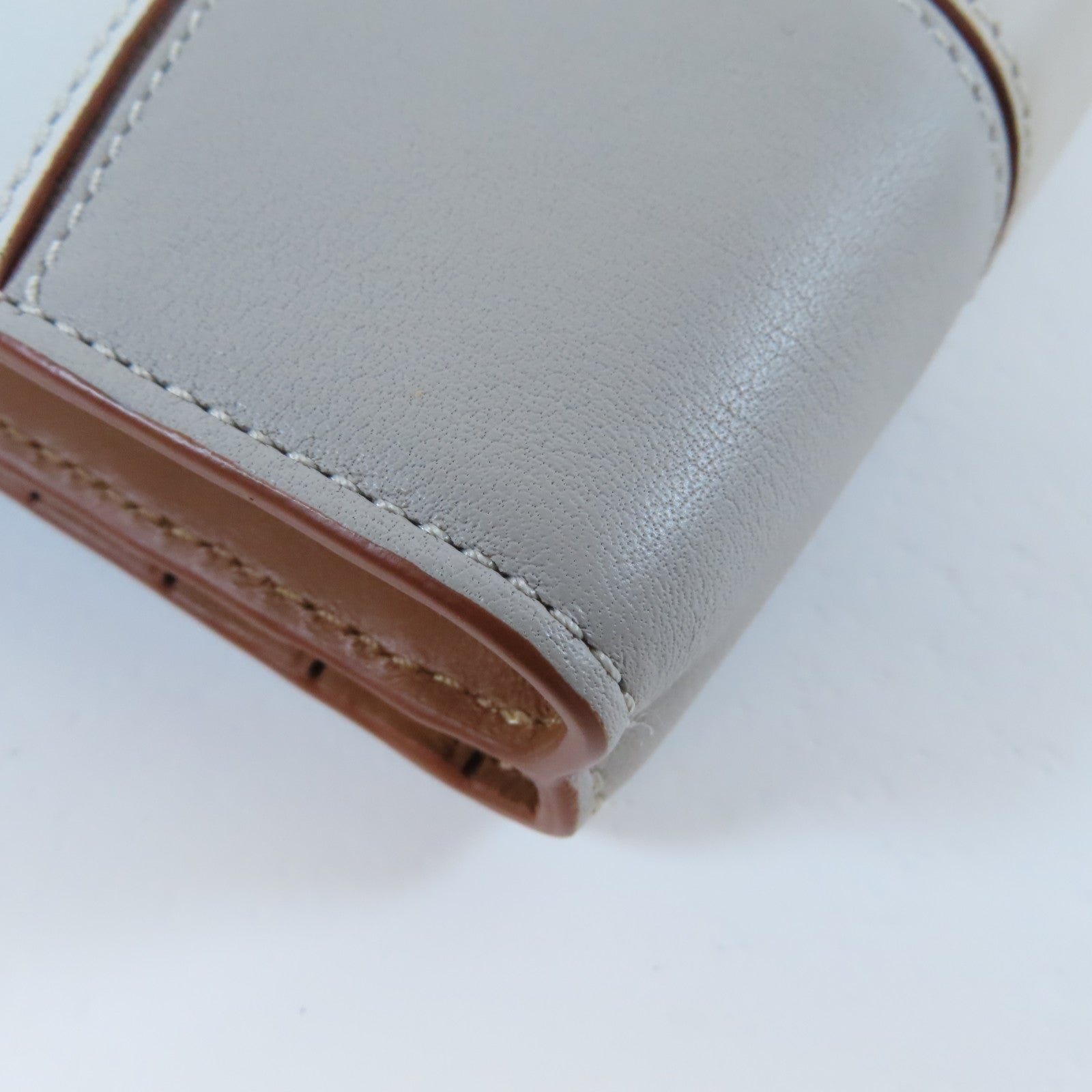 LOEWE 牛皮皮革Puzzle Zip Wallet金扣錢包灰色/啡色