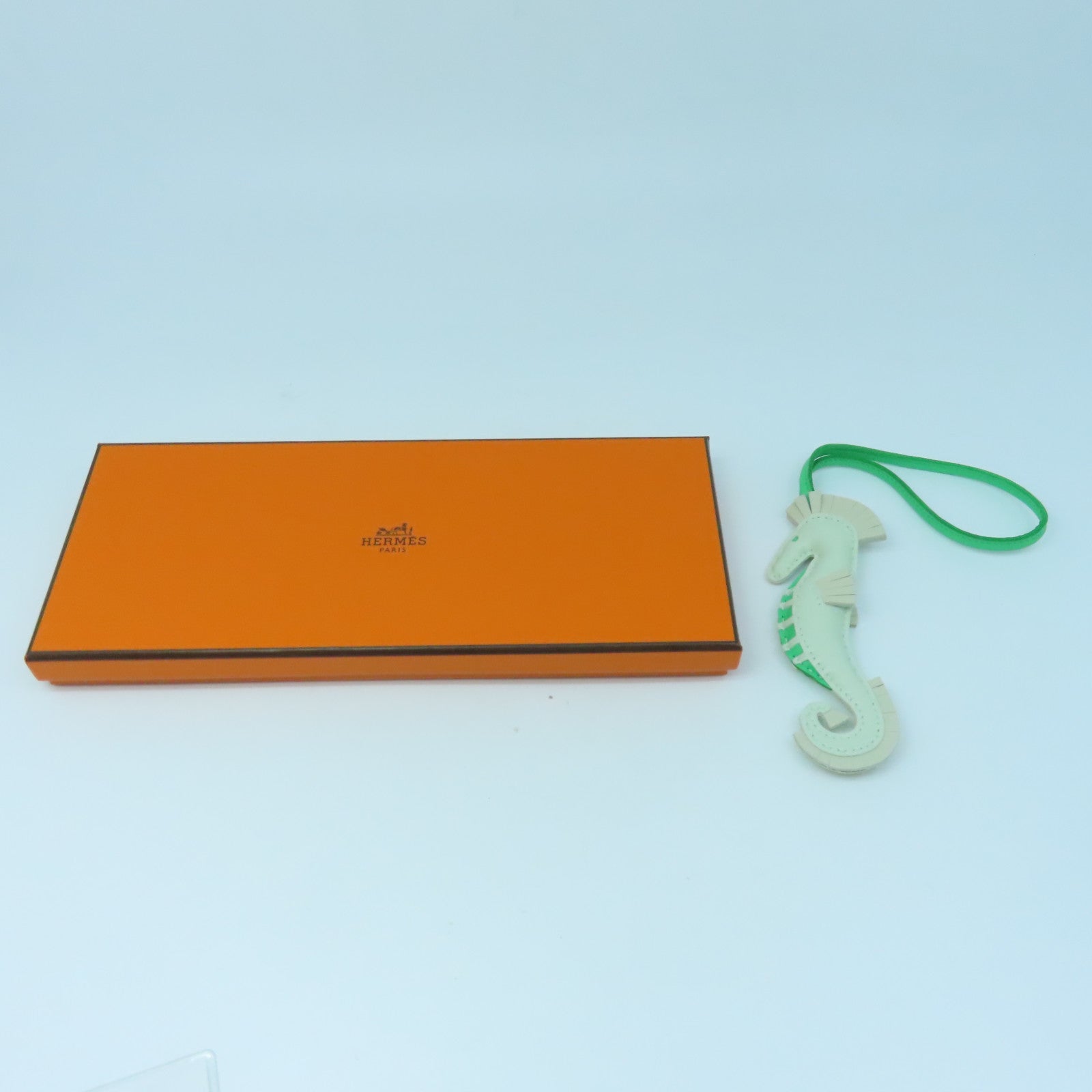 HERMES Milo羊皮皮革Hippo Charm掛飾綠色