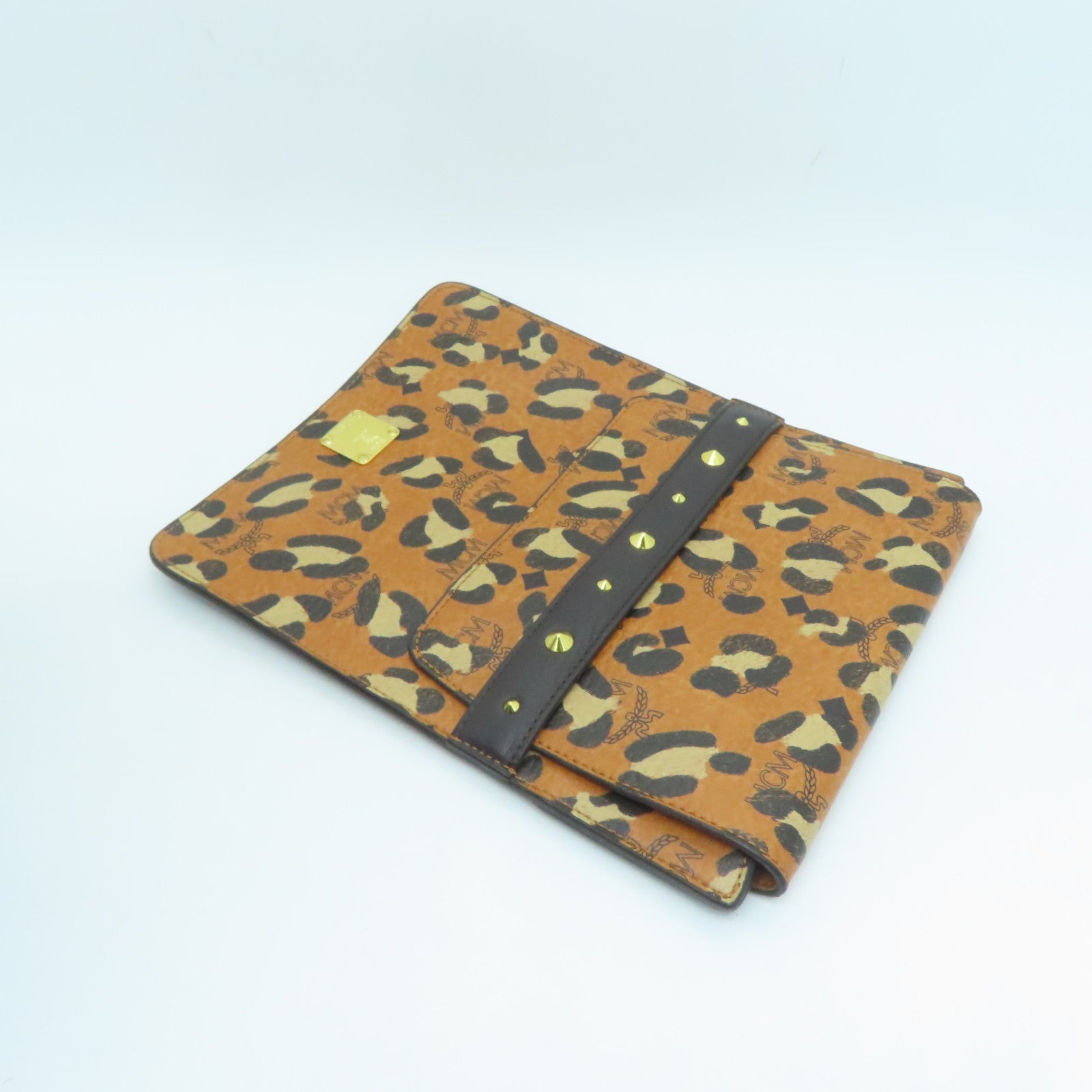 MCM 皮革Clutch Bag金扣手拿包黑色/啡色