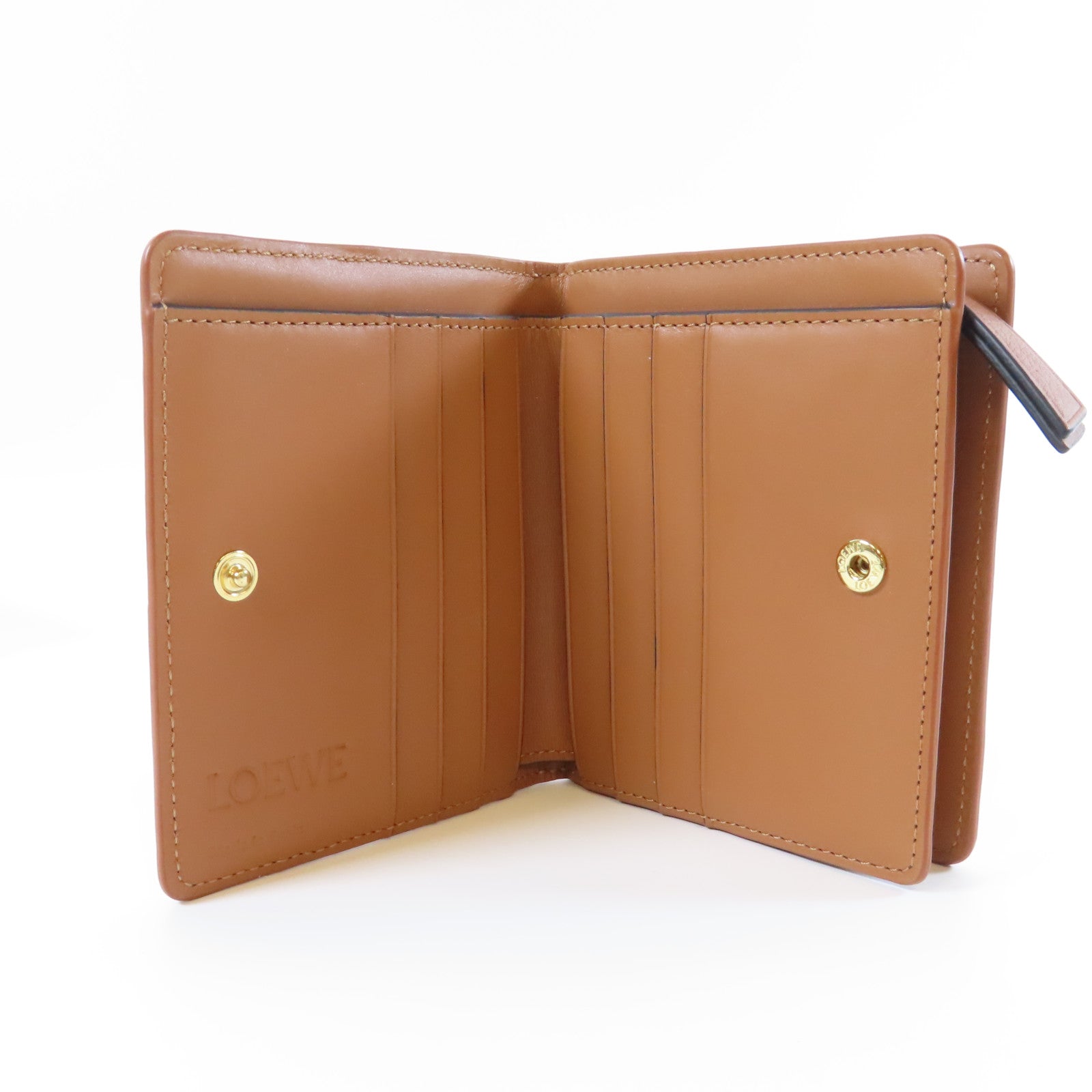 LOEWE 牛皮皮革Puzzle Zip Wallet金扣錢包灰色/啡色