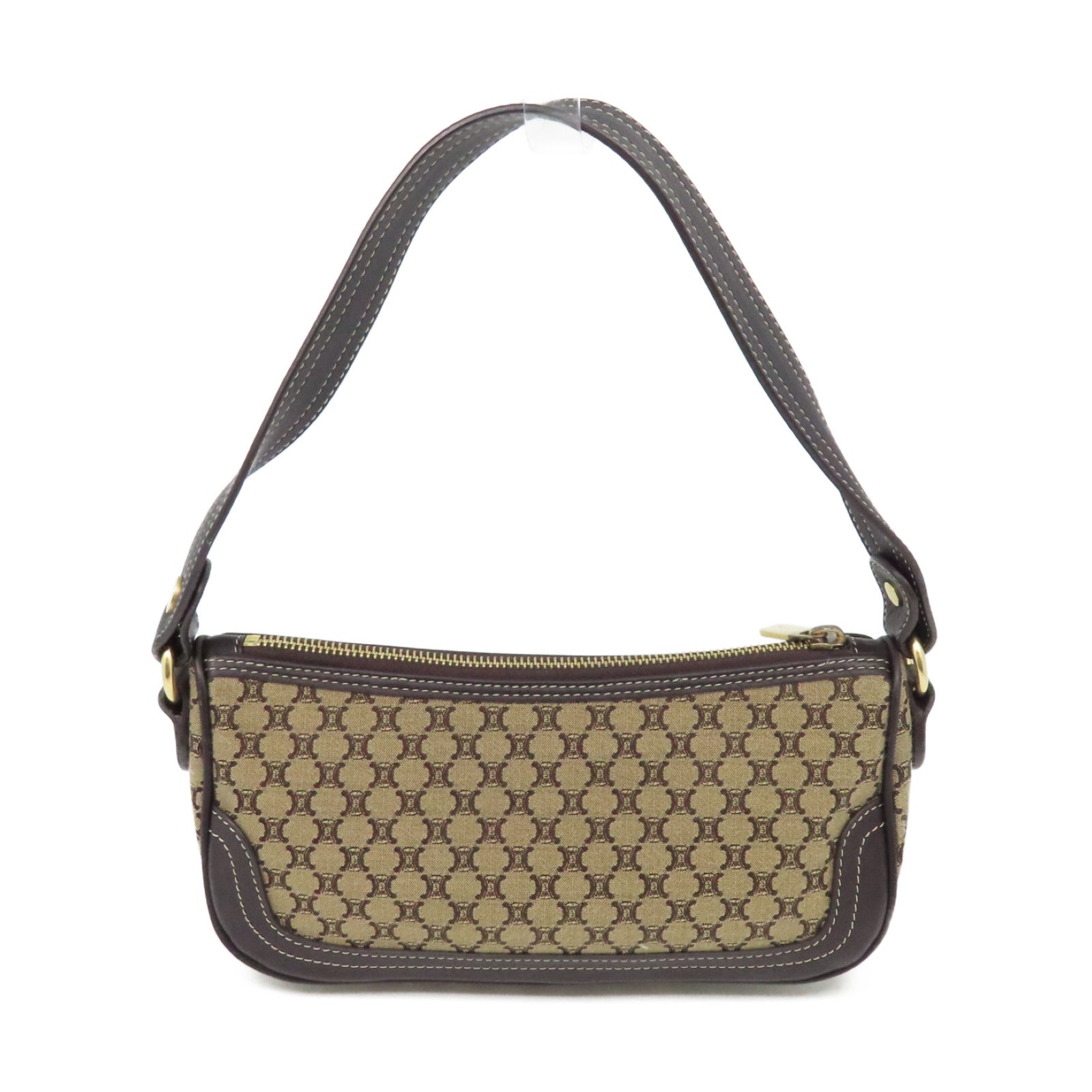 CELINE 帆布Handbag金扣手挽袋啡色